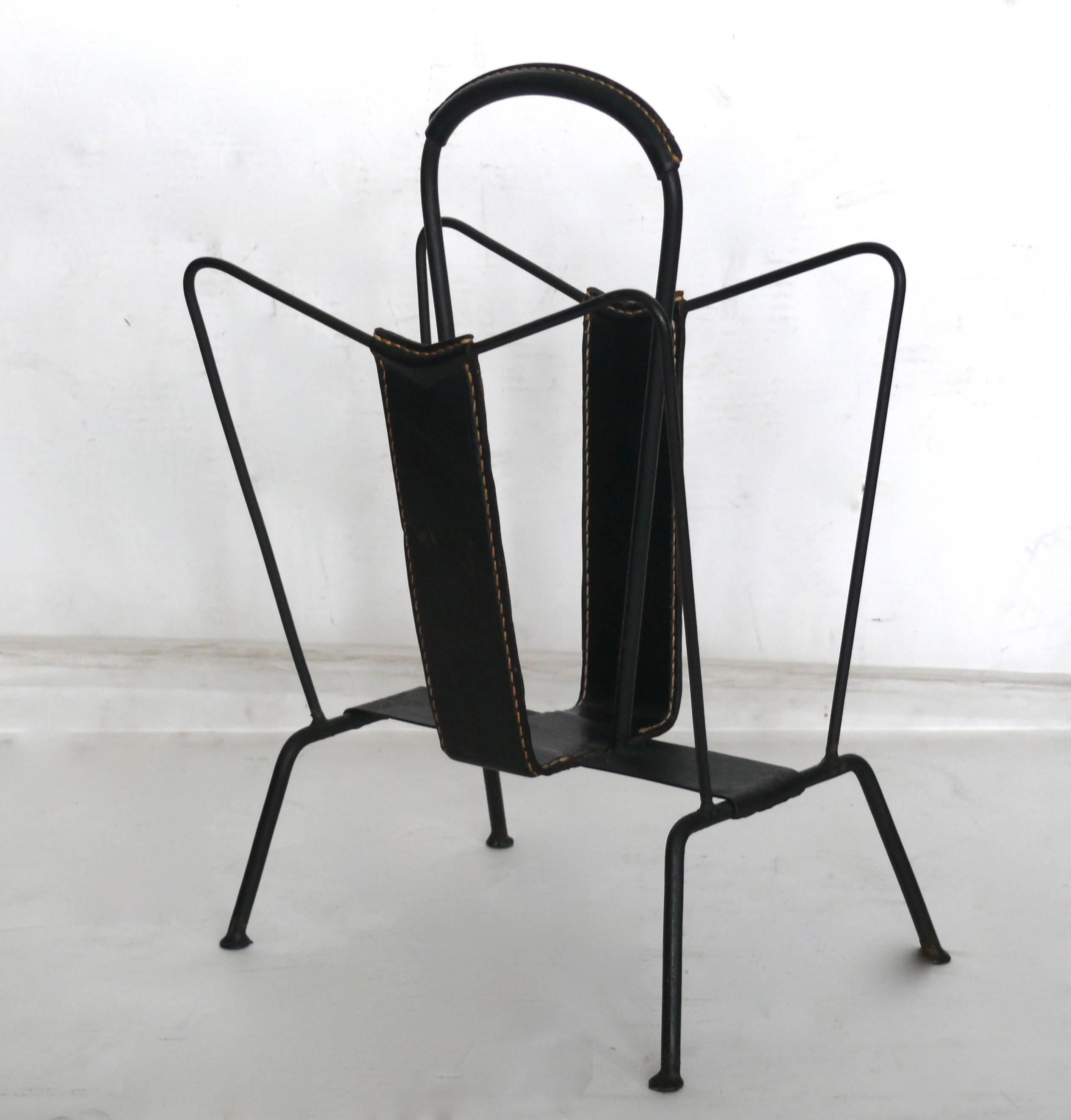 Jacques Adnet Magazine Rack In Good Condition In Beverly Hills, CA