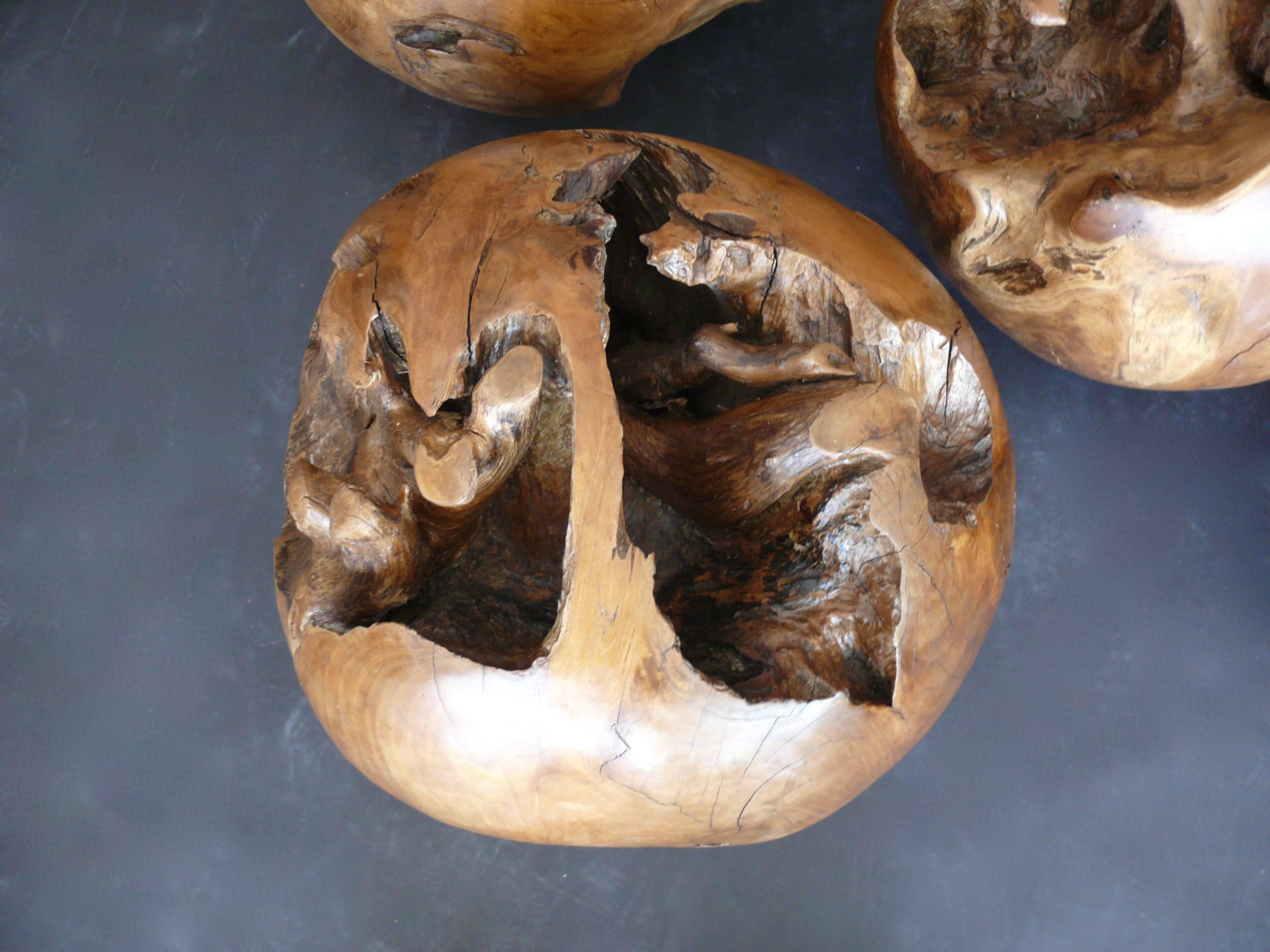 Burl Wood Balls In Excellent Condition In Beverly Hills, CA