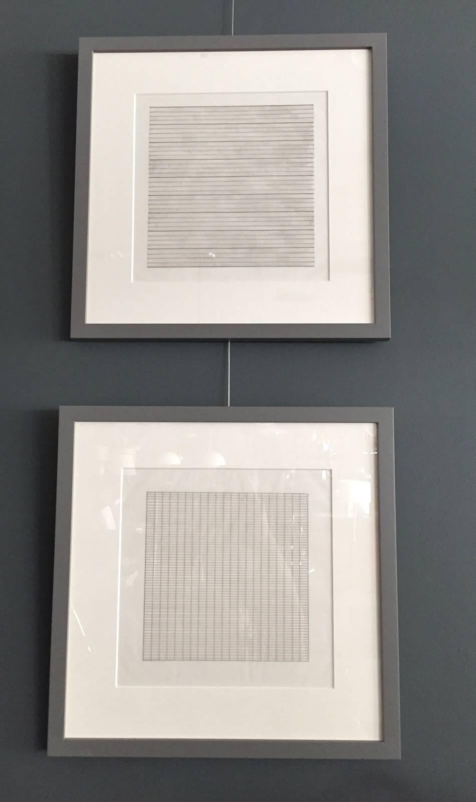 Set of Ten Framed Agnes Martin Lithographs In Excellent Condition In Beverly Hills, CA