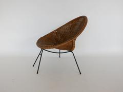 Iron and Wicker Sculptural Chair