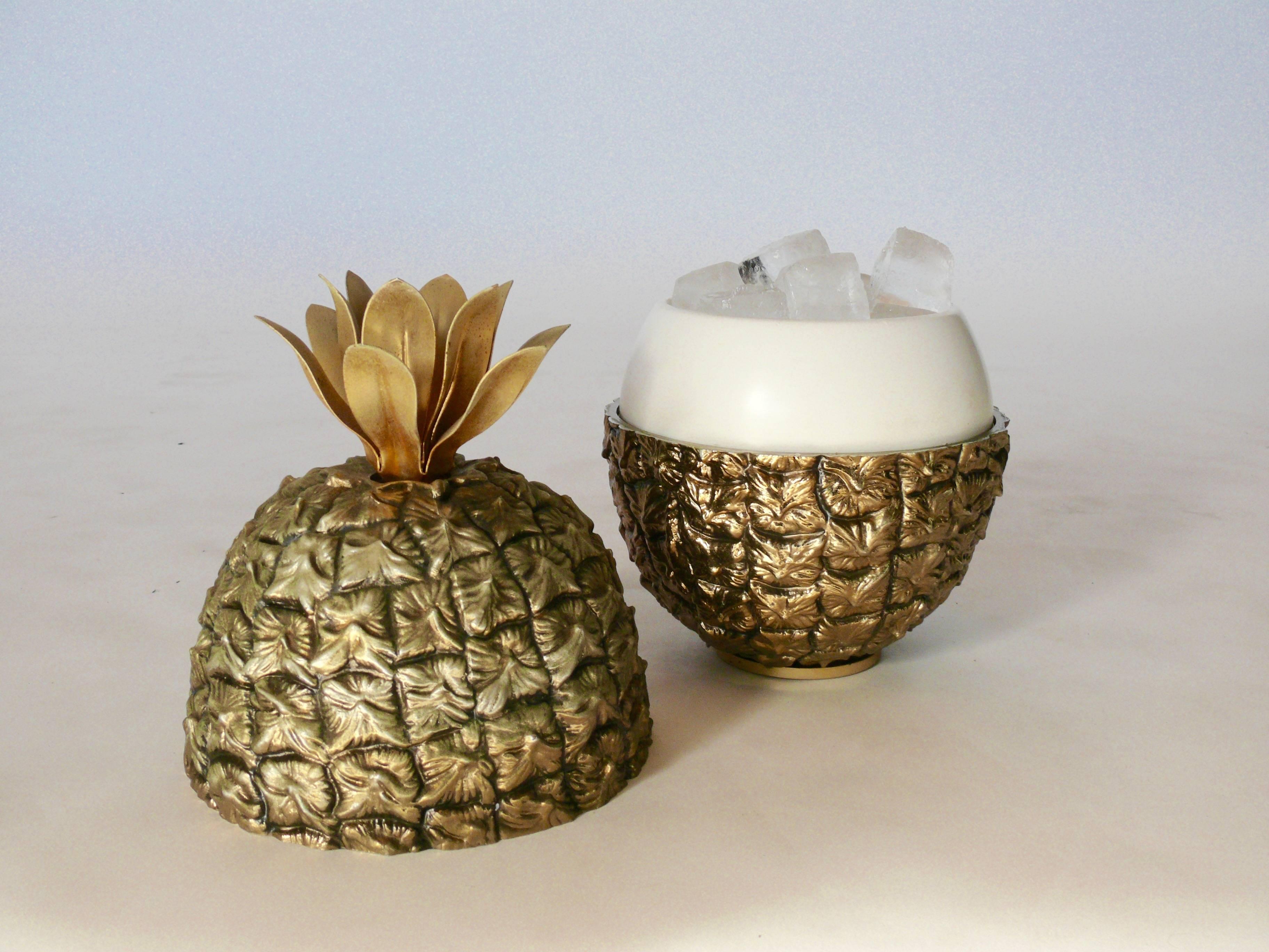 French Brass Pineapple Ice Bucket by Michel Dartois