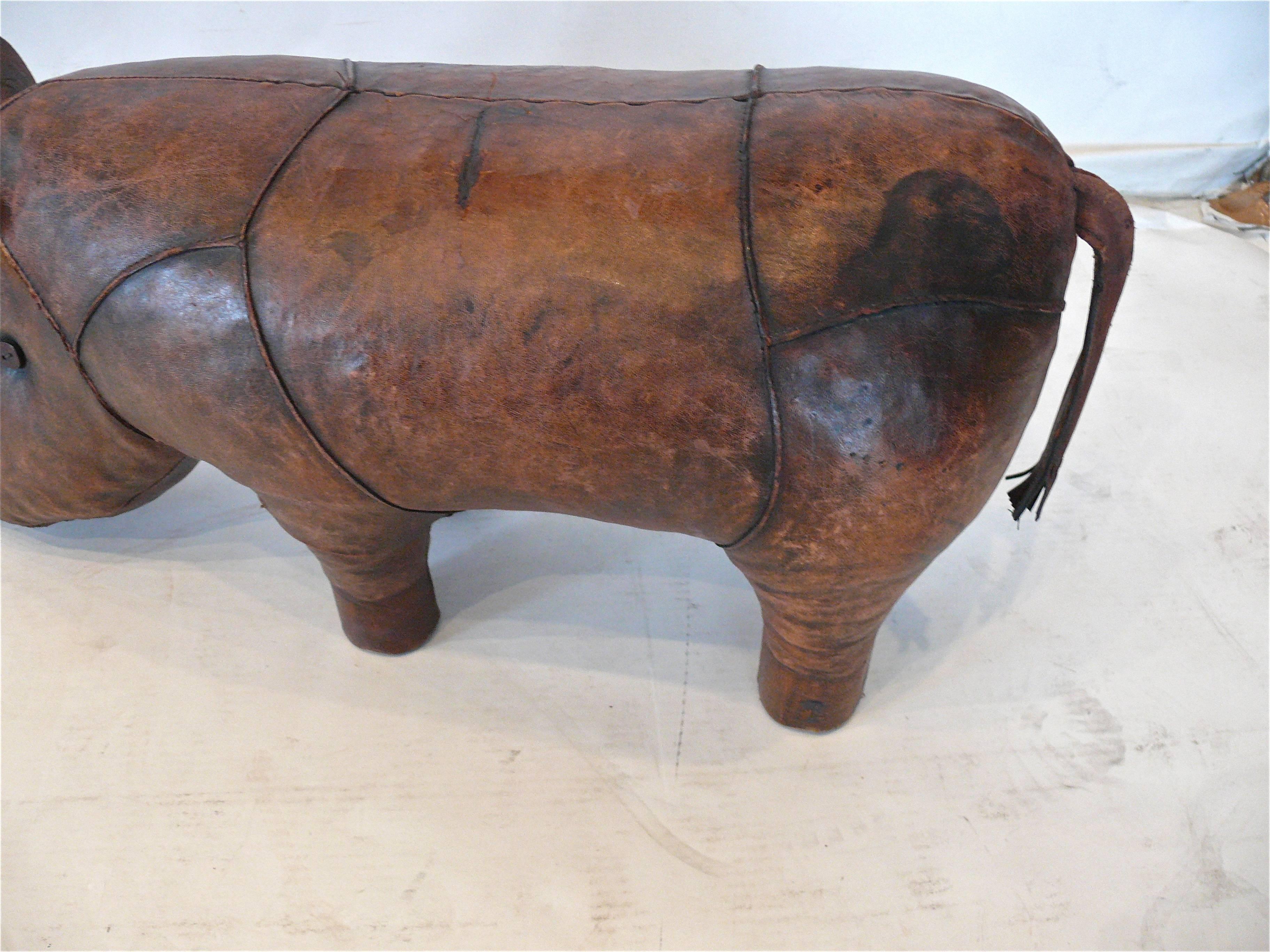 Mid-20th Century Leather Rhinoceros by Omersa for Abercrombie & Fitch