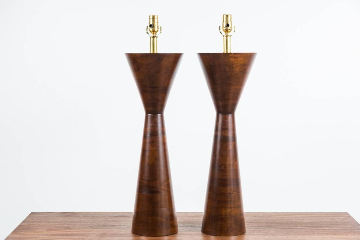 Solid Walnut Stacked Lamp 4