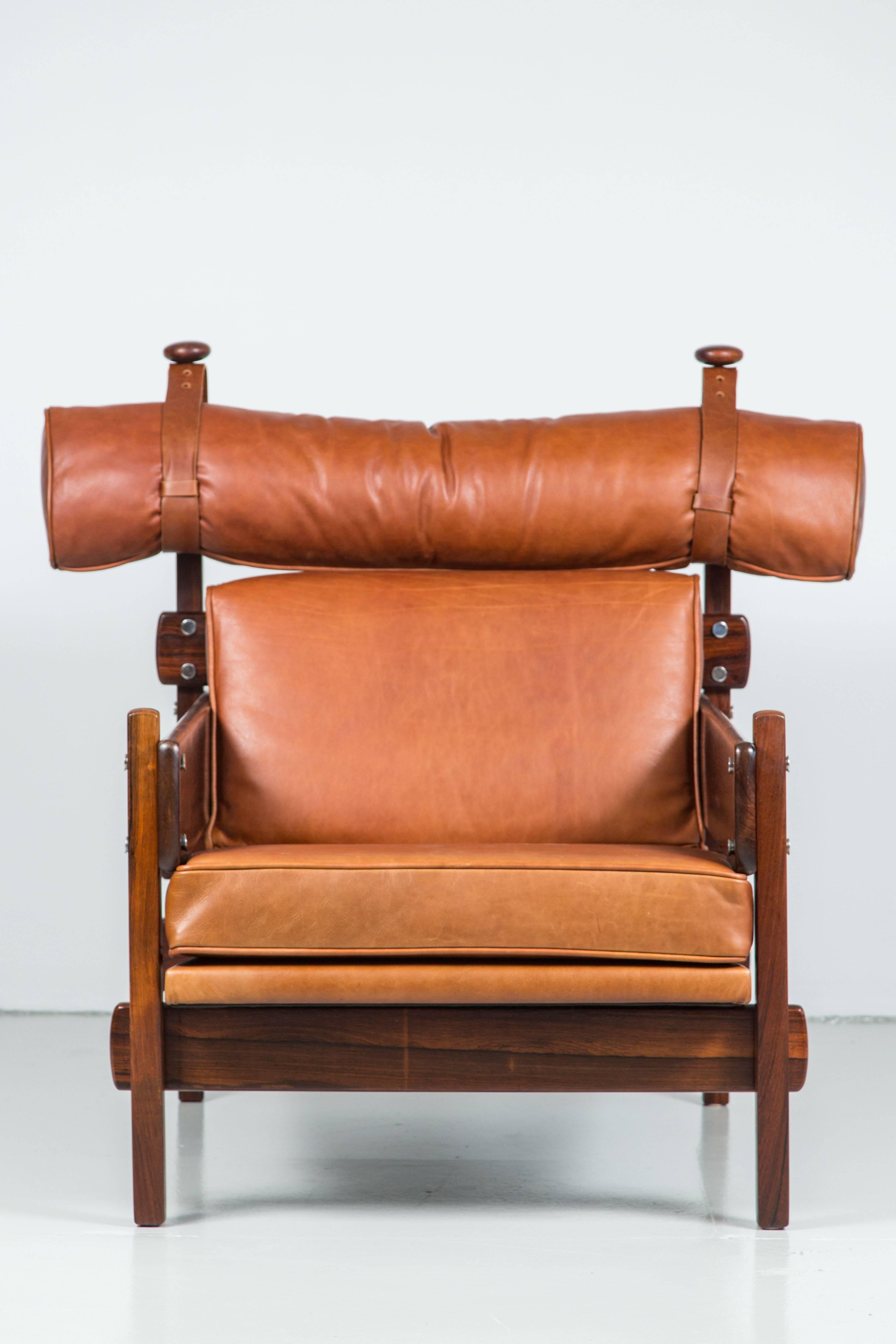 Stunning newly upholstered leather chair by Sergio Rodrigues from the 