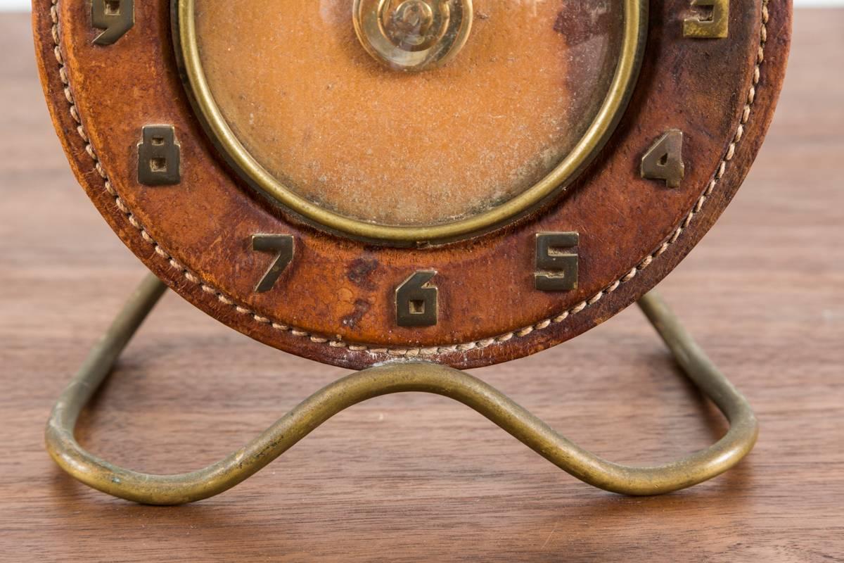 Mid-20th Century Jacques Adnet Style Desk Clock