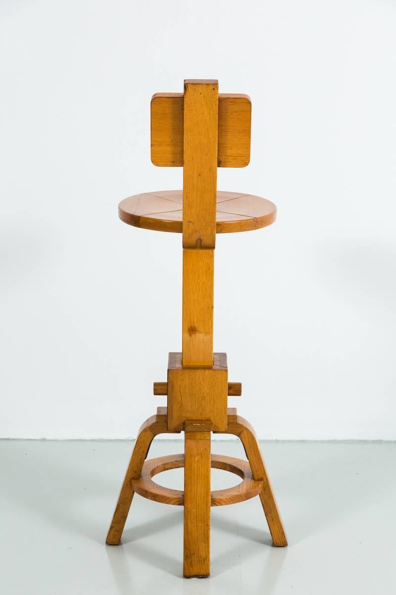 Mid-20th Century French Wood Barstools