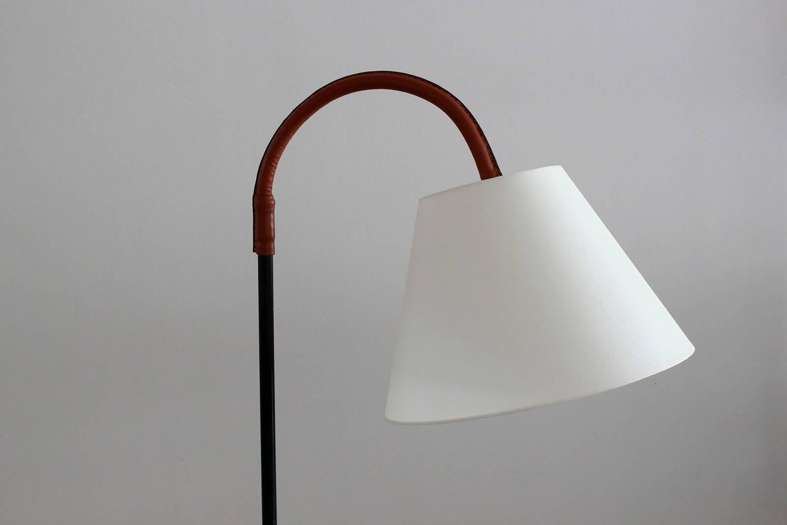 Leather Jacques Adnet Floor Lamp