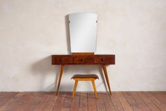 Burled Walnut Italian Vanity and Stool - 1950's