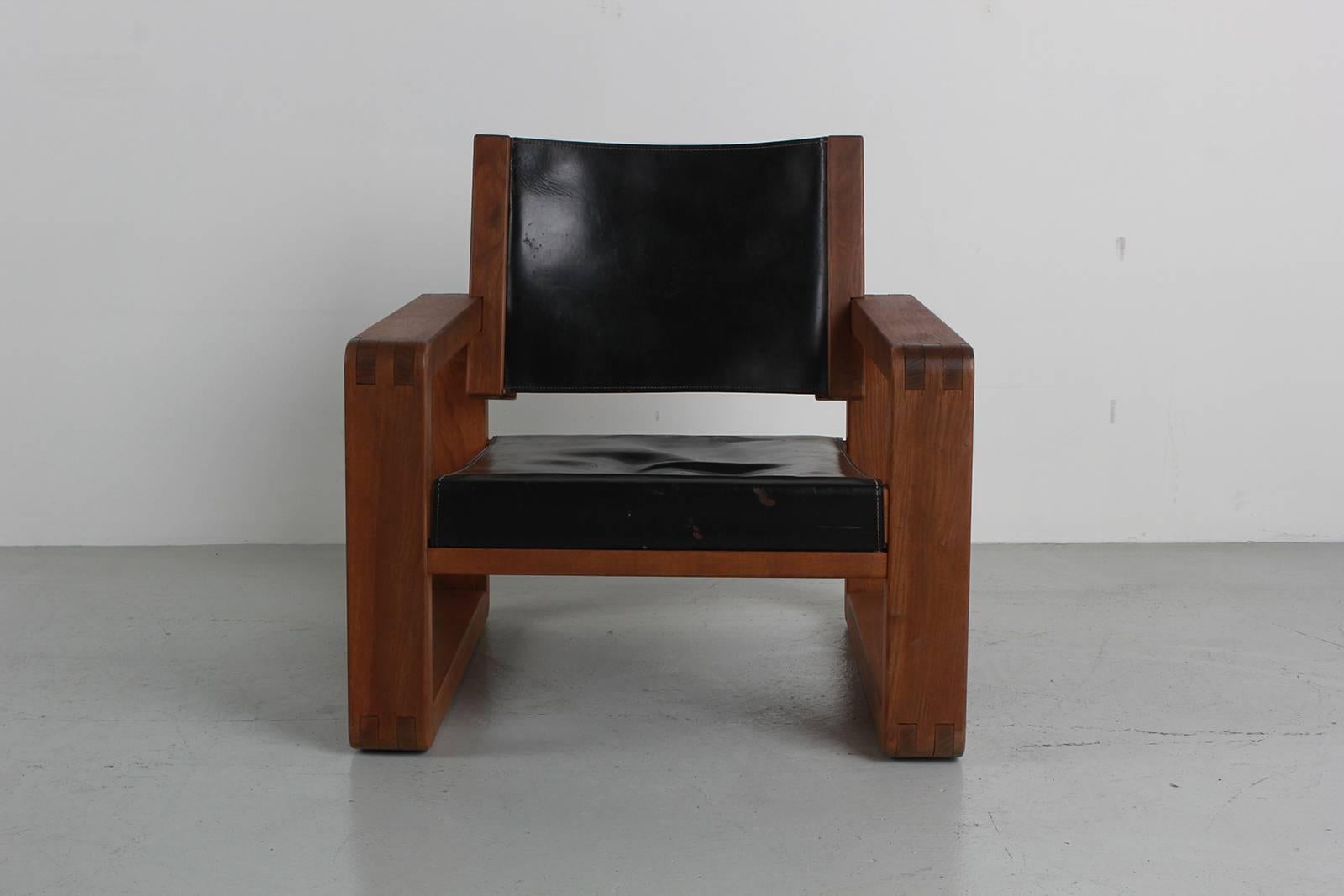 Mid-20th Century Armchair in the Style of Pierre Chapo