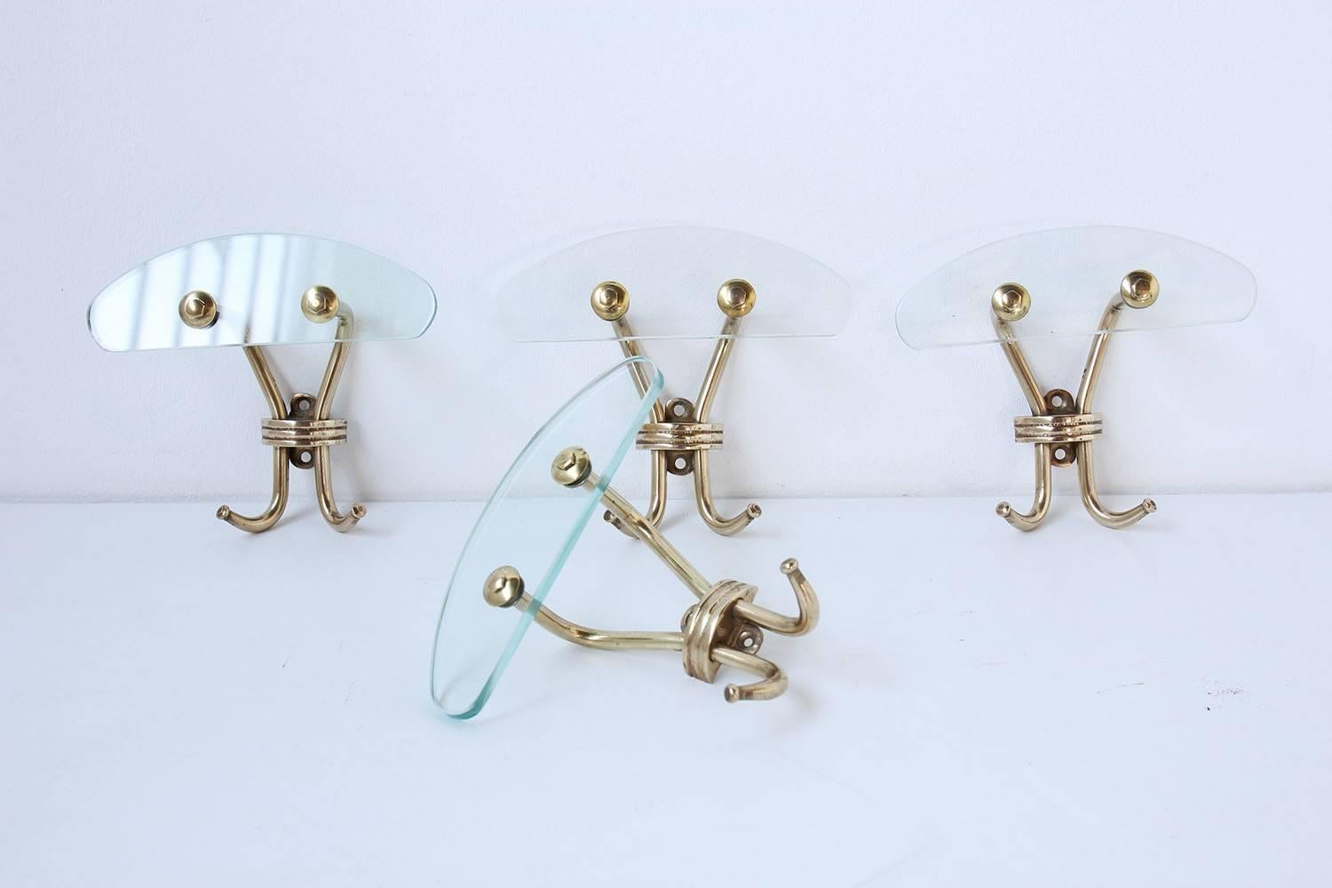Italian Glass Coat Hooks In Excellent Condition In Beverly Hills, CA