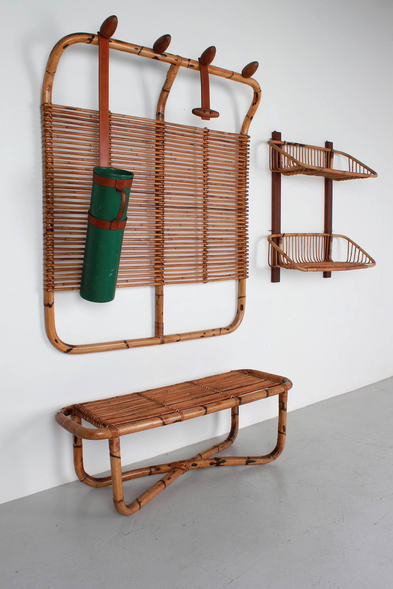Bamboo Coat Rack, Bench and Shelf  3