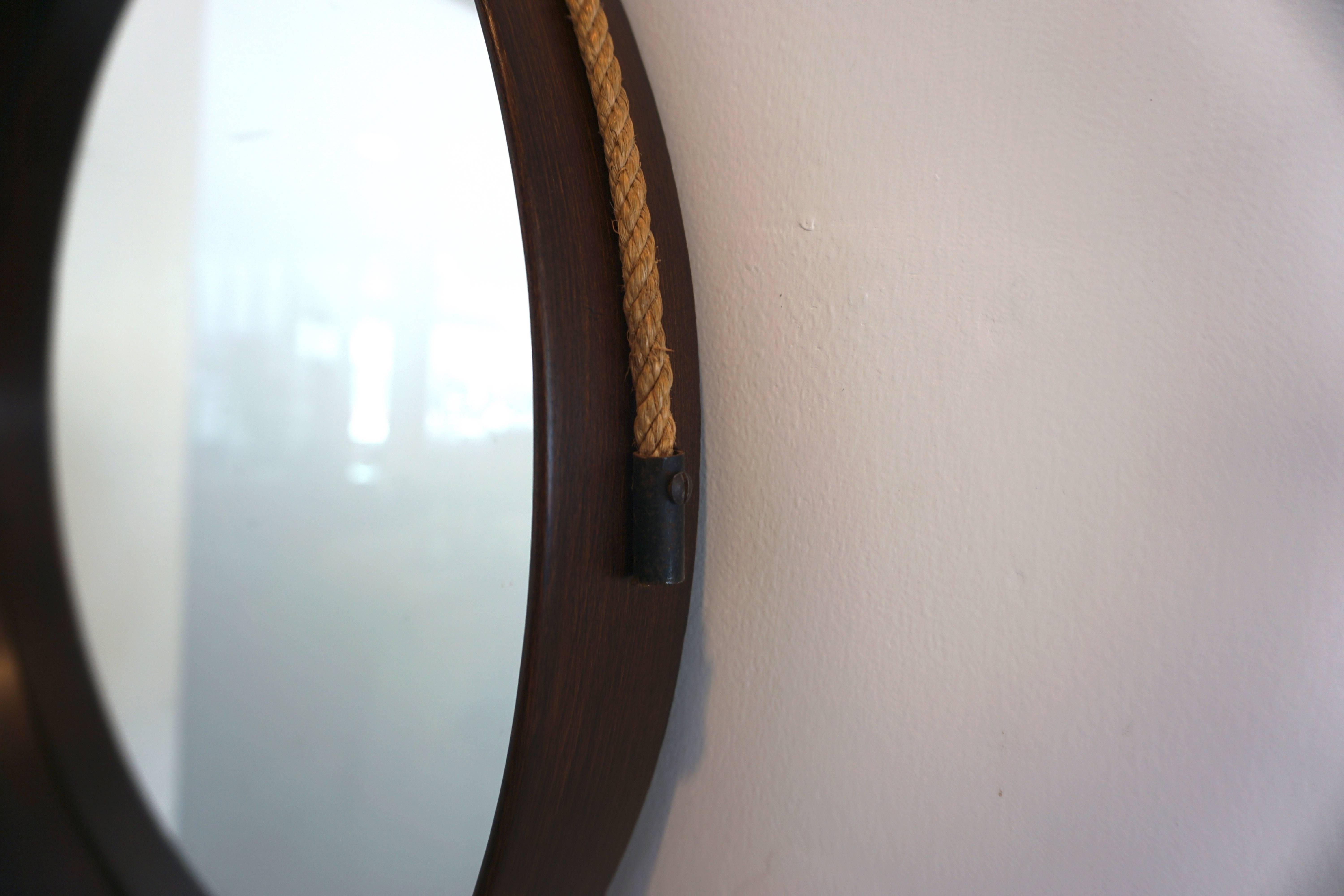 Fantastic Italian walnut mirror with twisted rope.