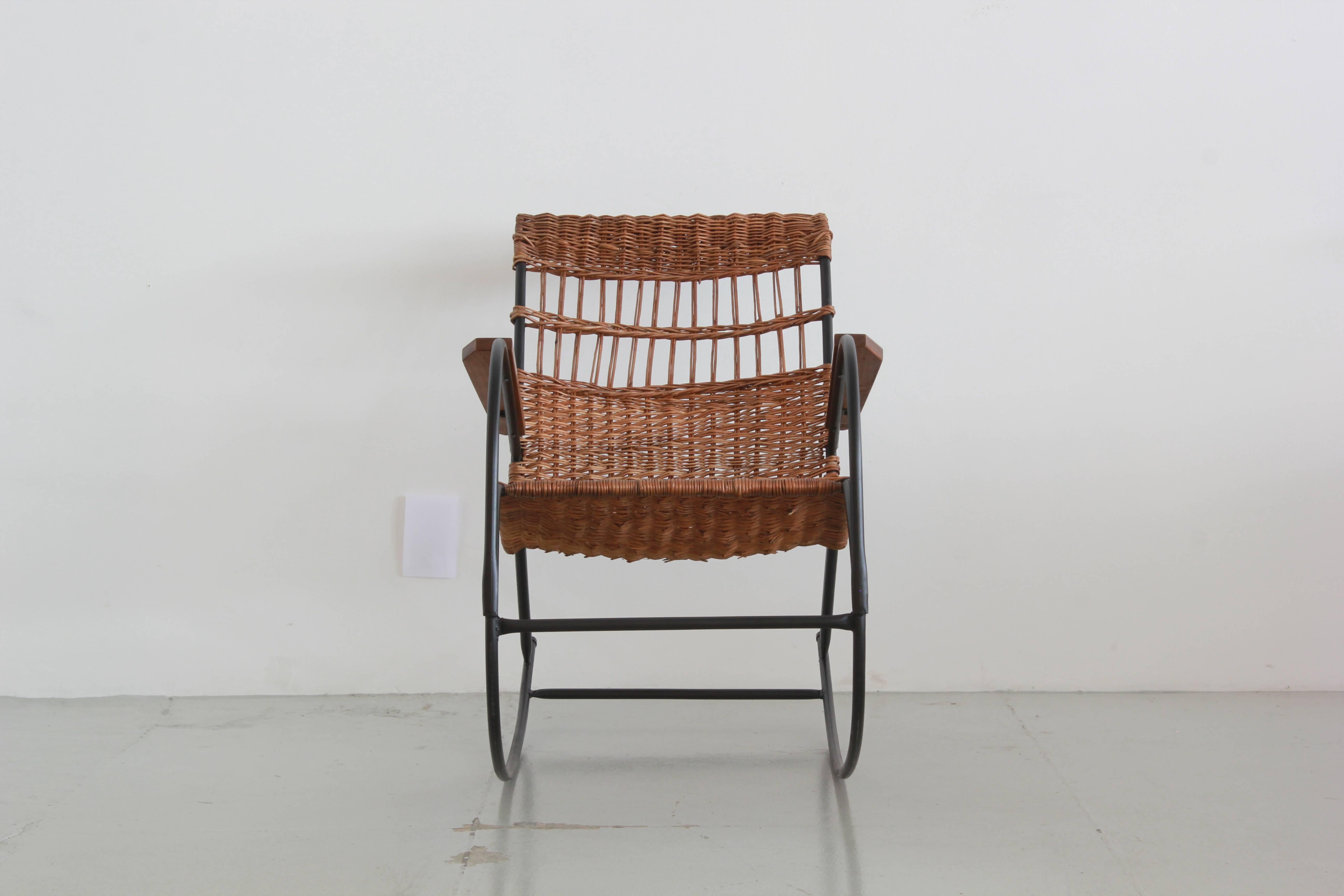 American Pair of Wicker Rocking Chairs