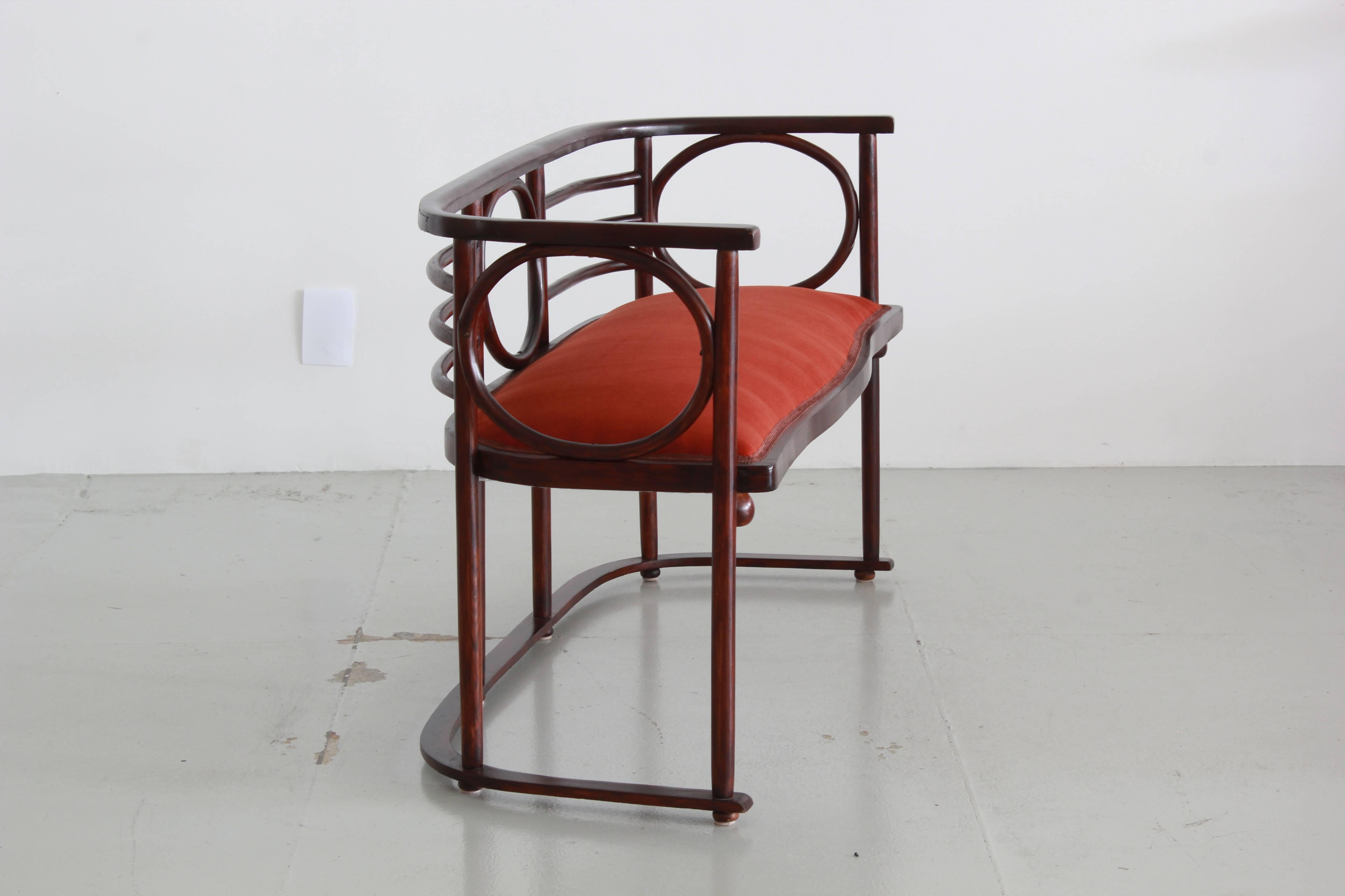 Gorgeous settee by Austrian architect Josef Hoffman, in the Fledermaus style. One of the founding fathers of the Vienna Succession and the International Style, influencing such masters as Alvar Aalto, Le Corbusier, and Carlo Scarpa, he is celebrated