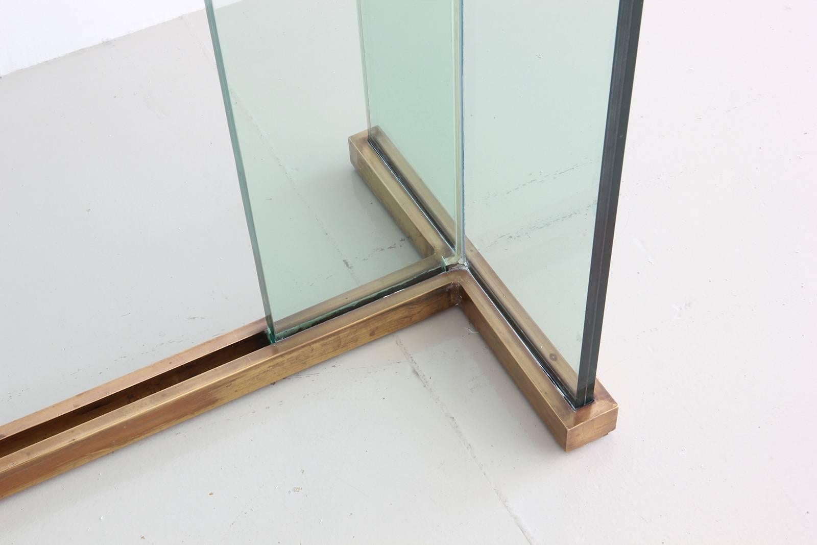 Pace Glass and Brass Console Table 1