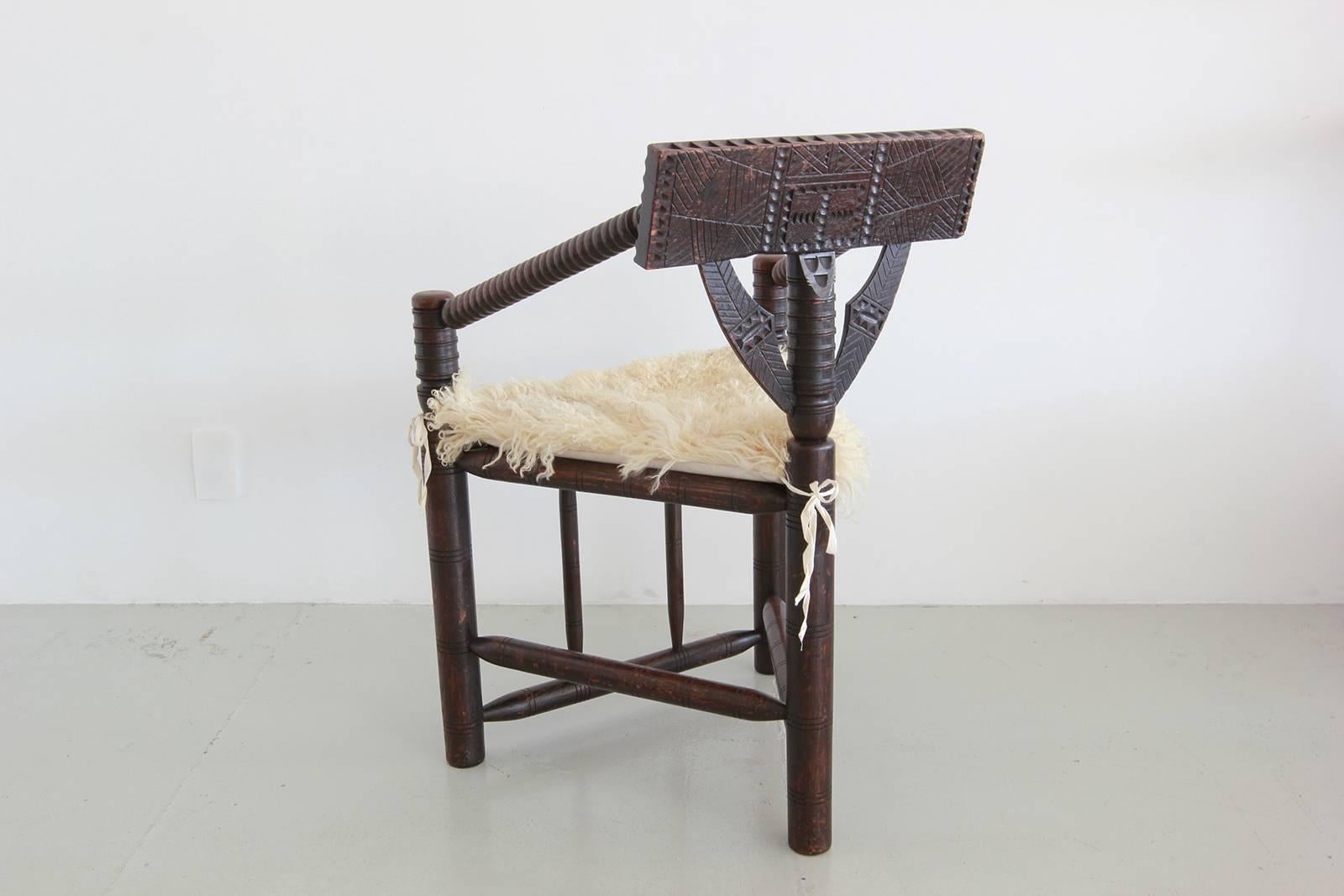 Mid-20th Century Carved Nordic Monk Chairs