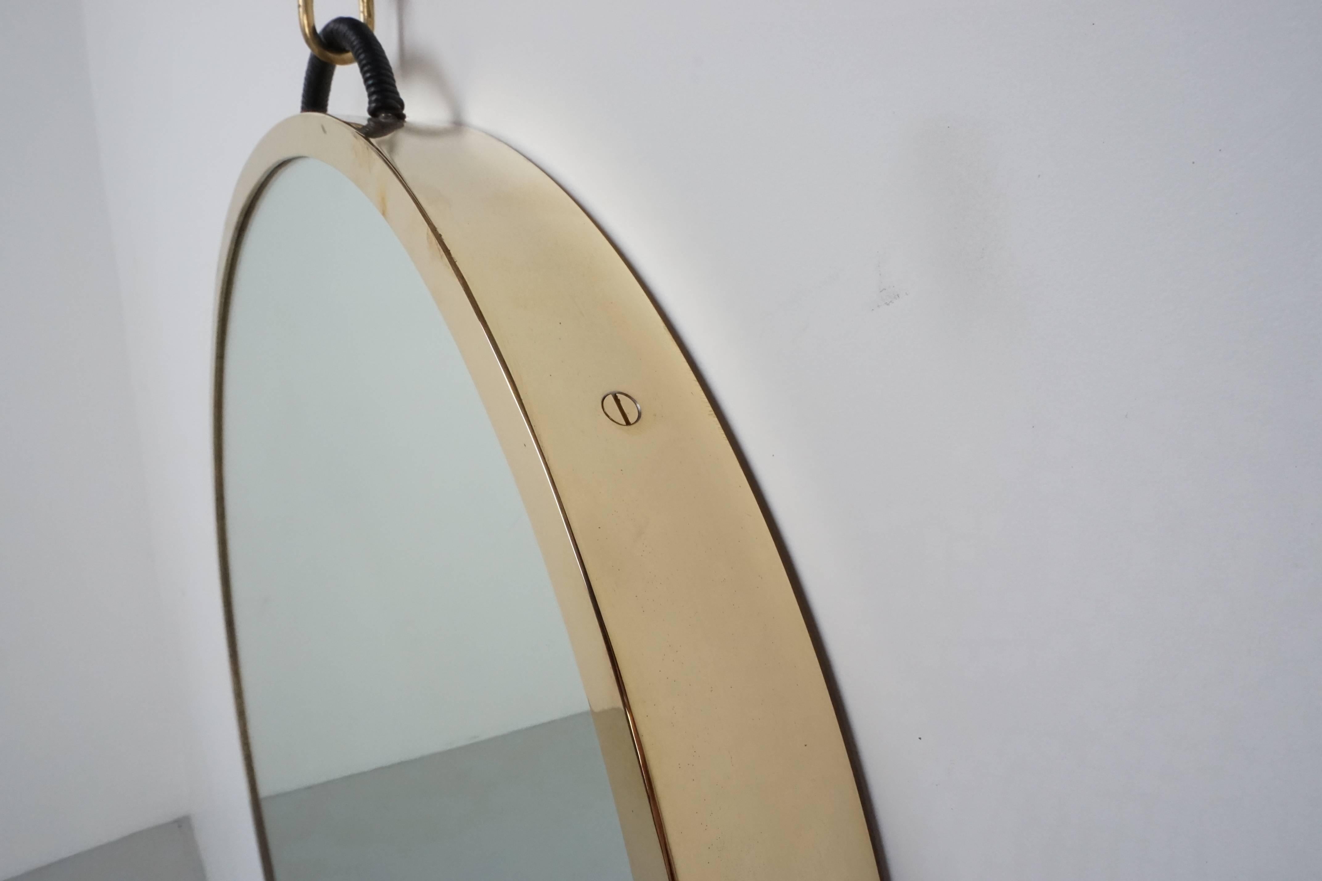 Contemporary Lexington Mirror with Leather by Orange Los Angeles For Sale