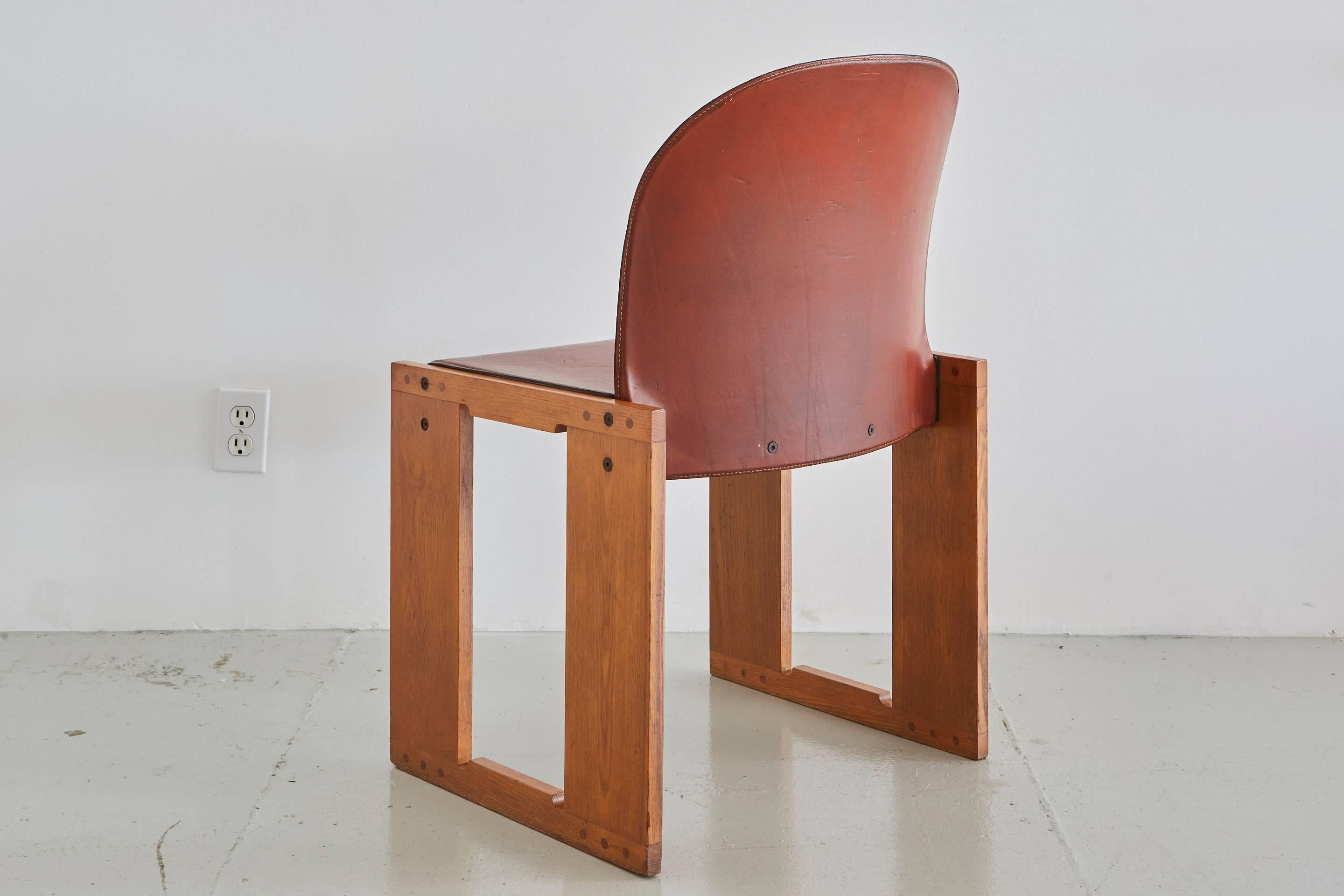 Leather Set of Four Afra & Tobia Scarpa Chairs