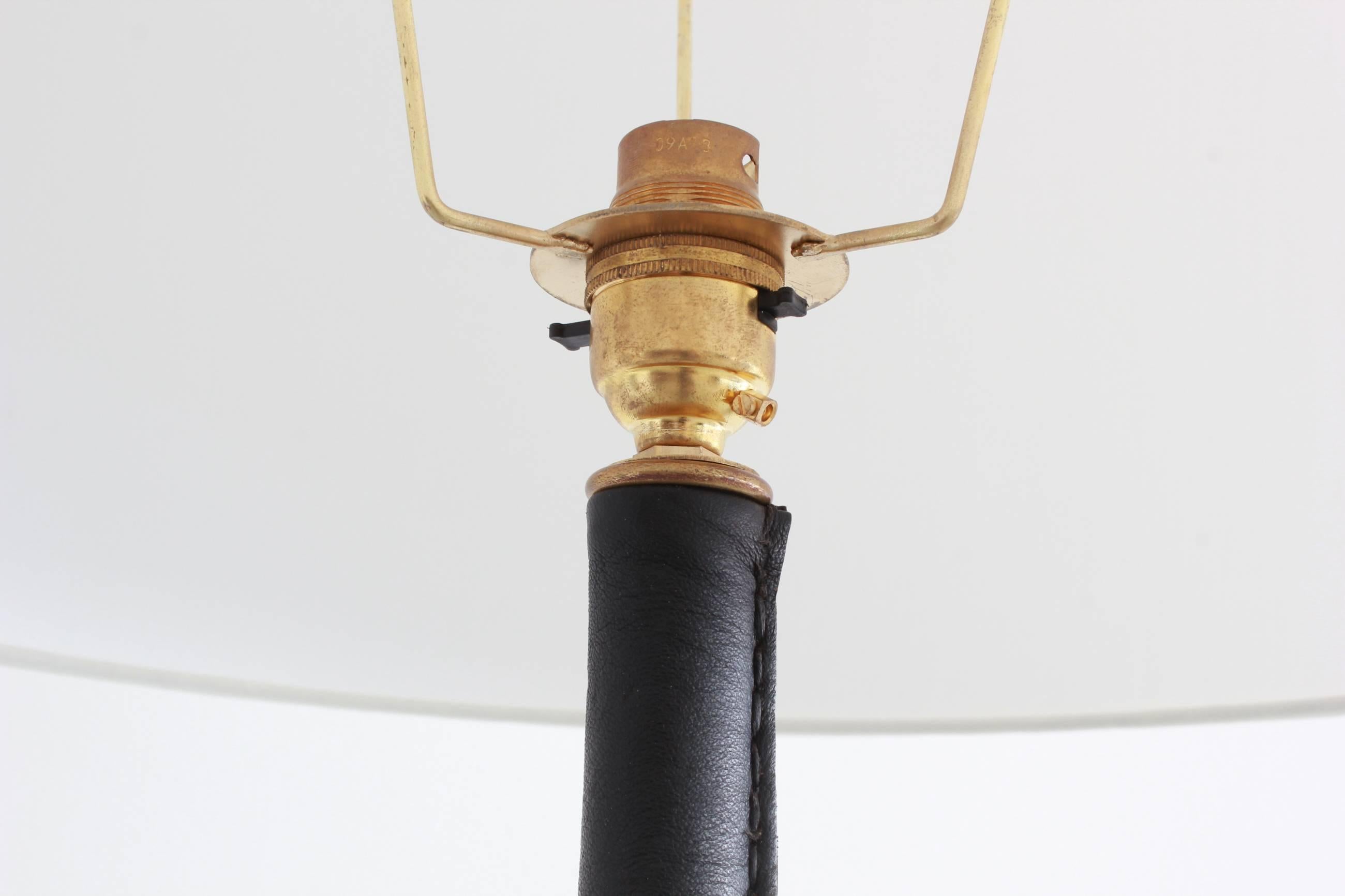 Jacques Adnet Leather Wrapped Floor Lamp In Good Condition In Beverly Hills, CA