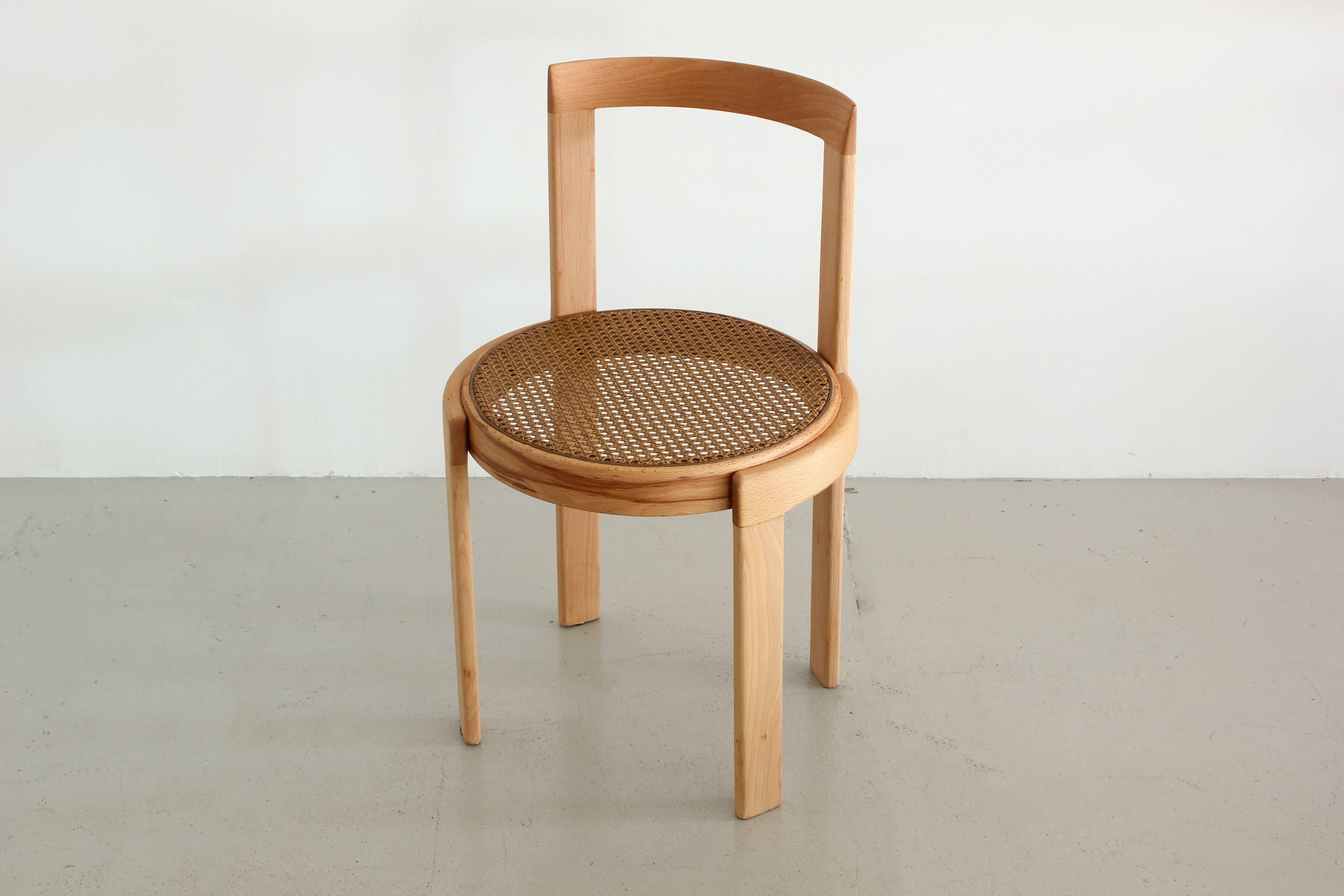 Mid-Century Modern Italian Bentwood Cane Chairs in Natural Beech