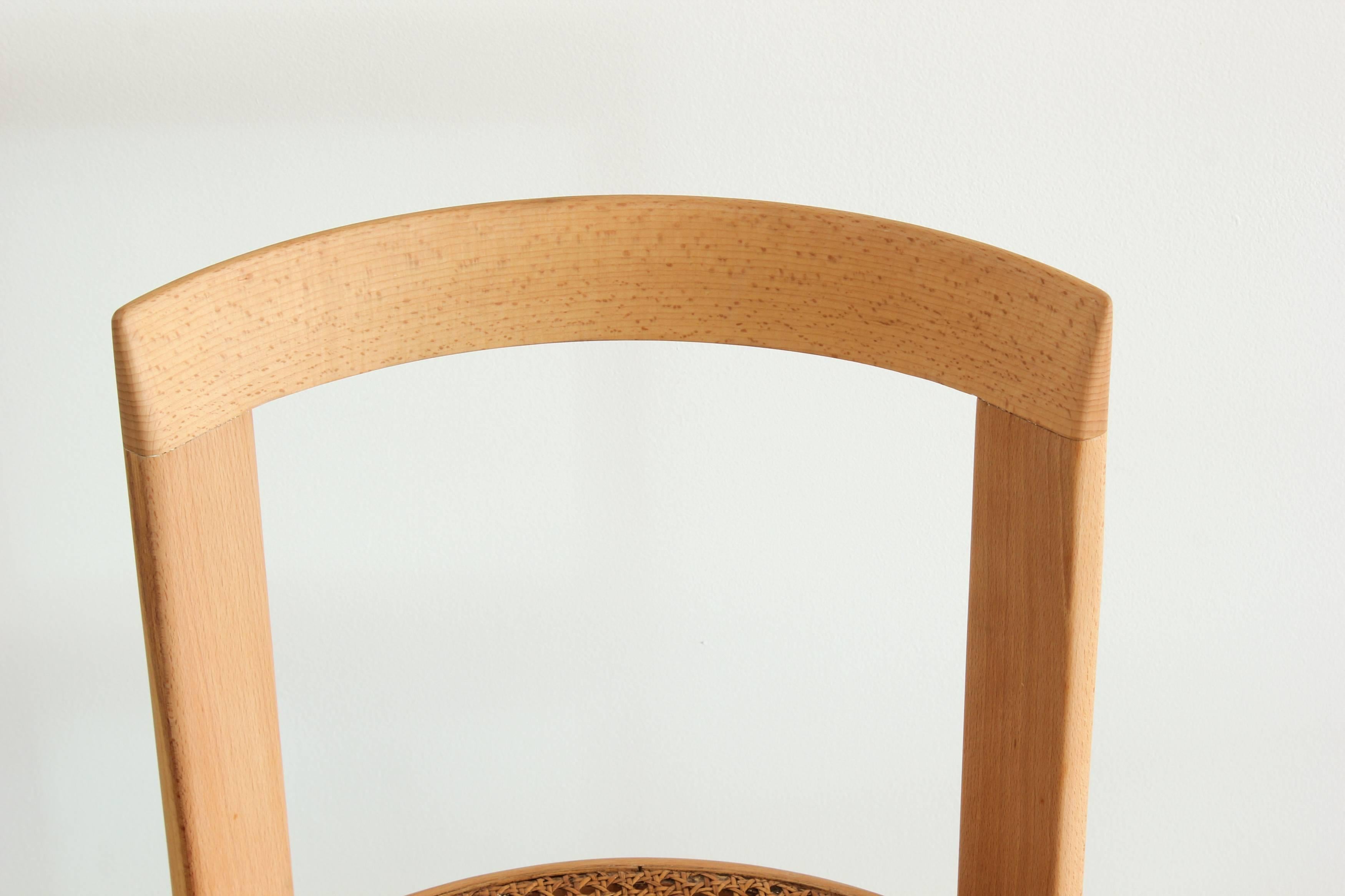 Late 20th Century Italian Bentwood Cane Chairs in Natural Beech