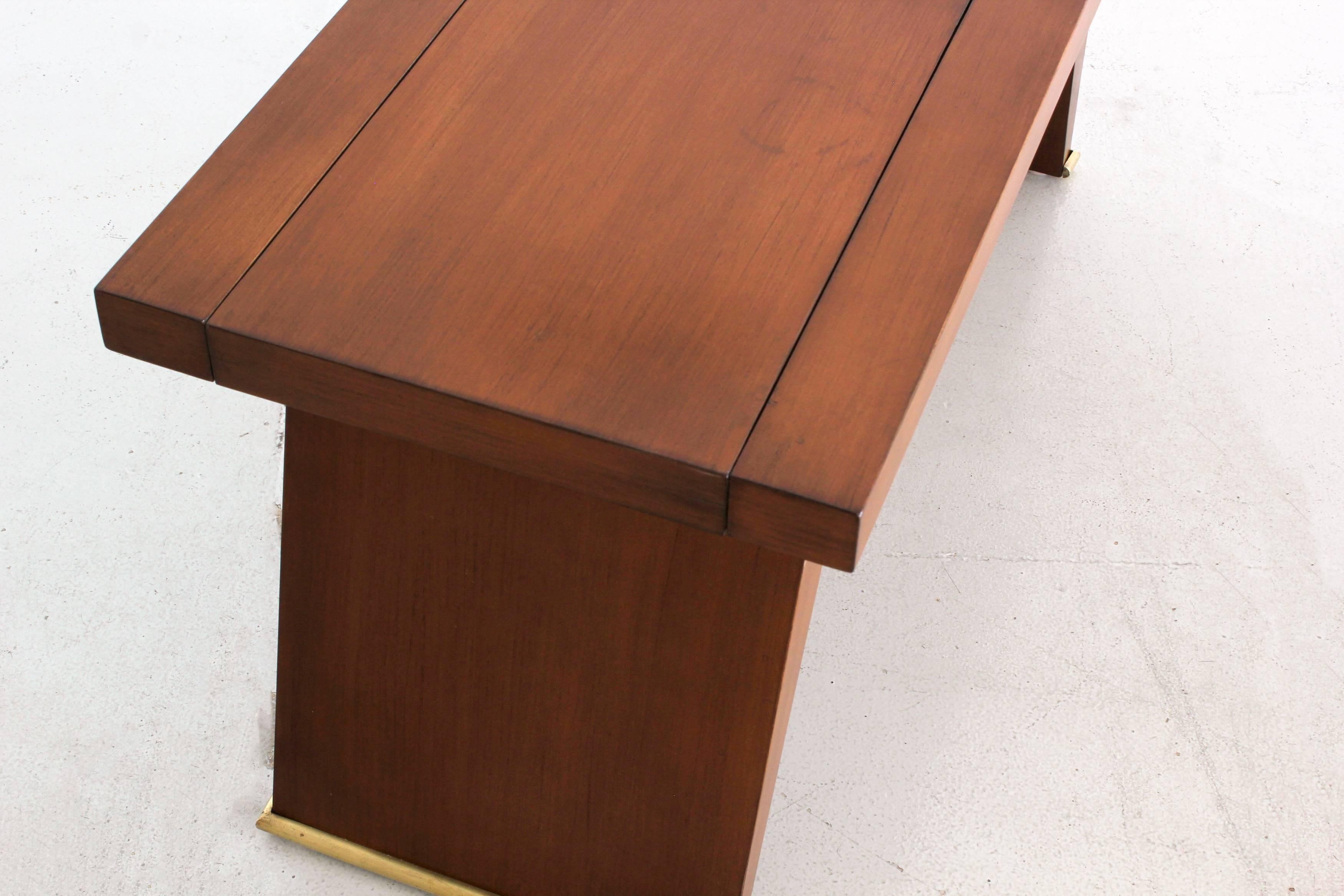 Mid-20th Century French Coffee Table with Sliding Top and Inner Compartment