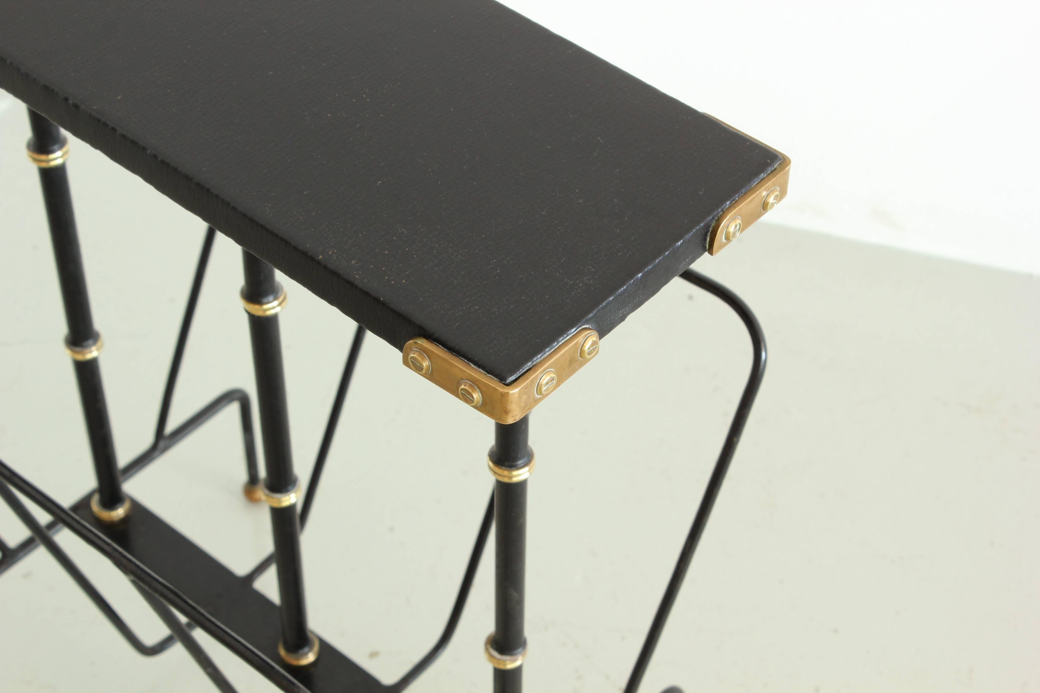 French Jacques Adnet Magazine Rack Table
