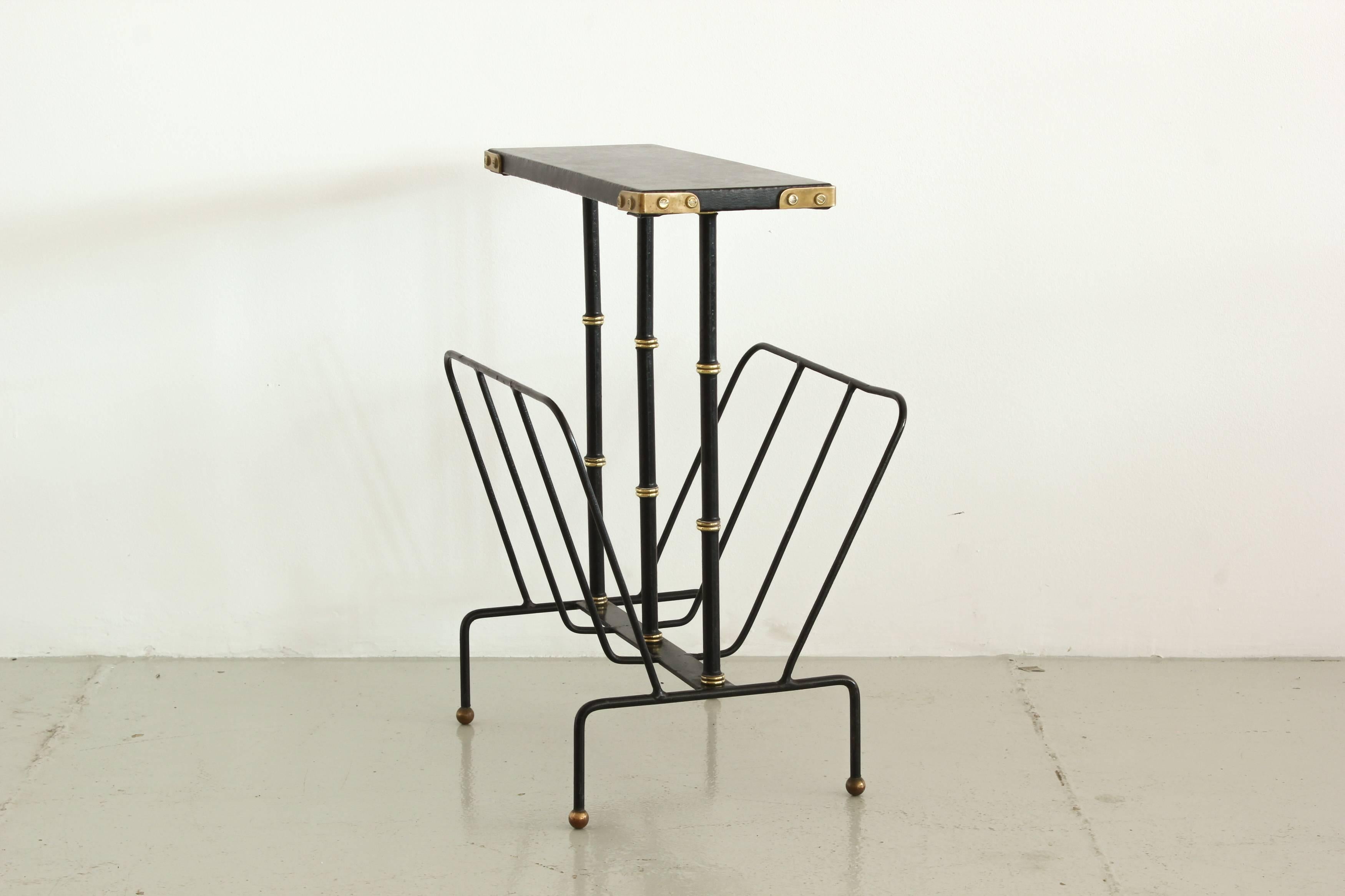 Mid-20th Century Jacques Adnet Magazine Rack Table