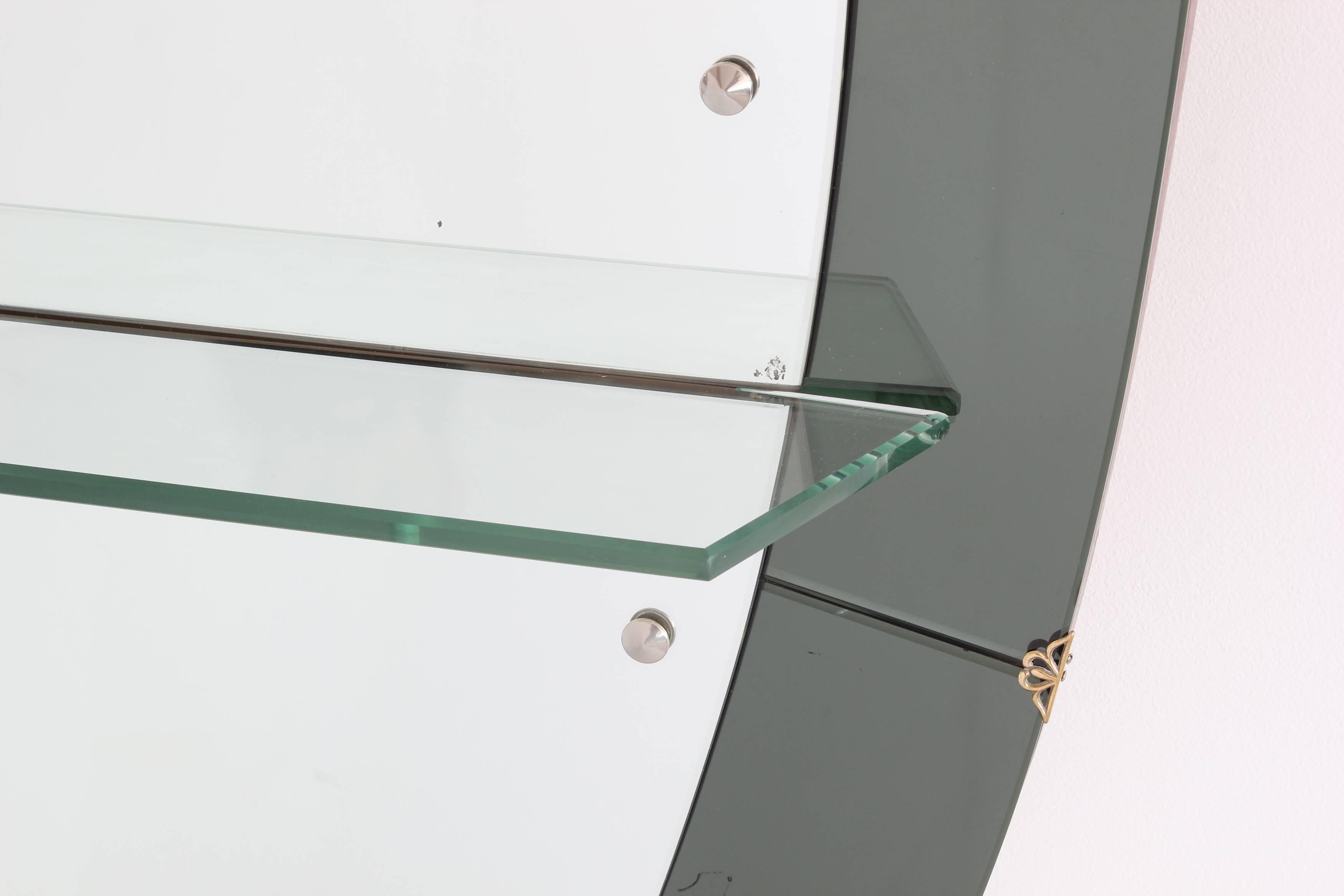 Mid-Century Modern Cristal Art Standing Mirror with Shelf