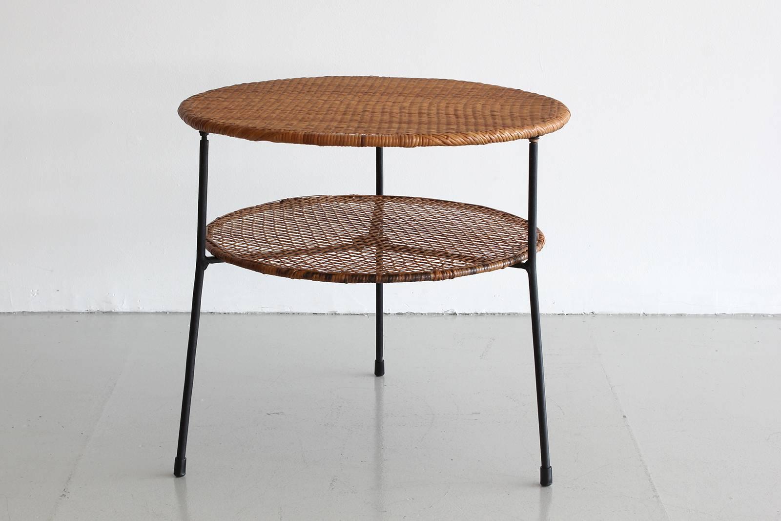 American Danny Ho Fong Rattan and Iron Table