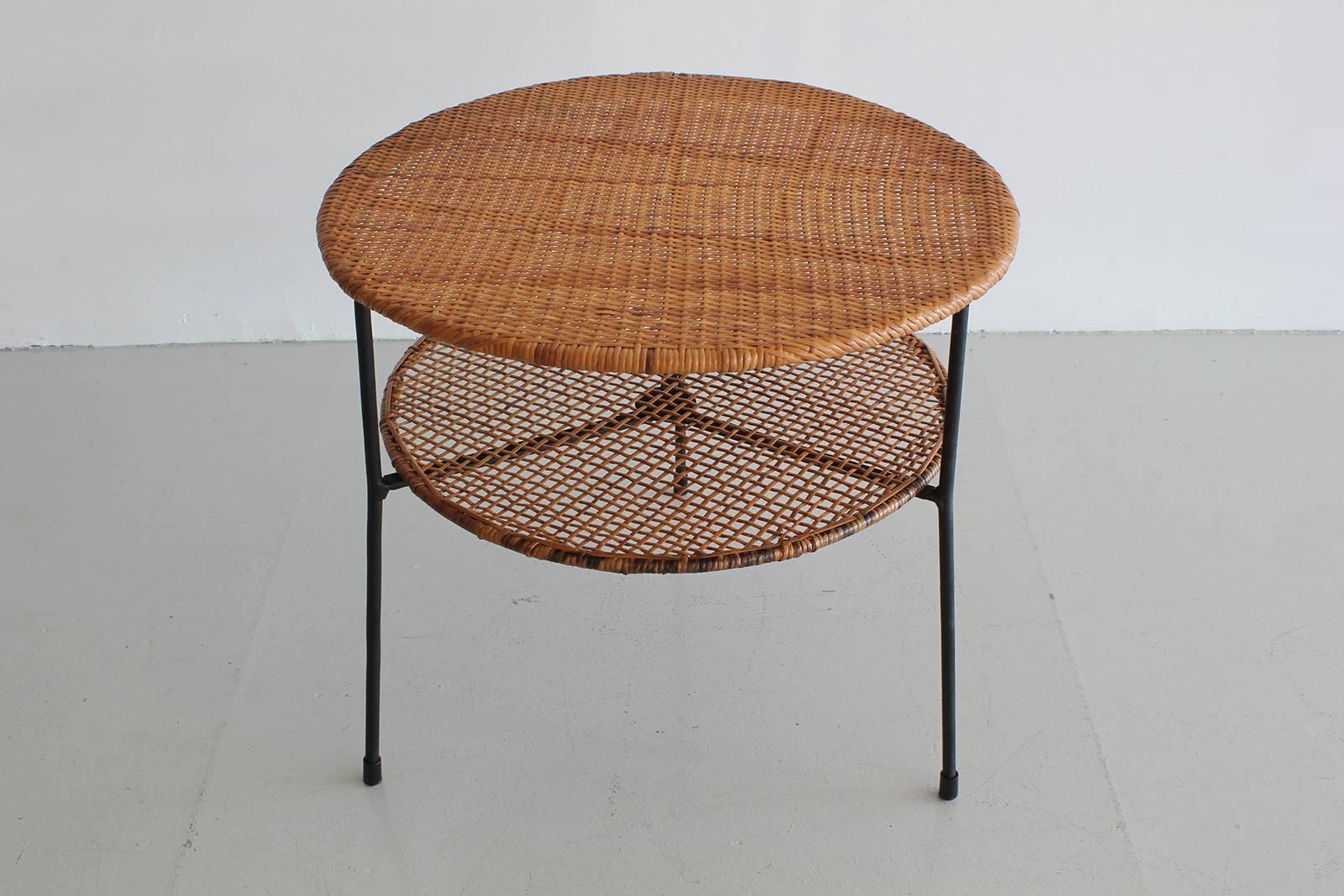 Danny Ho Fong Rattan and Iron Table In Excellent Condition In Beverly Hills, CA