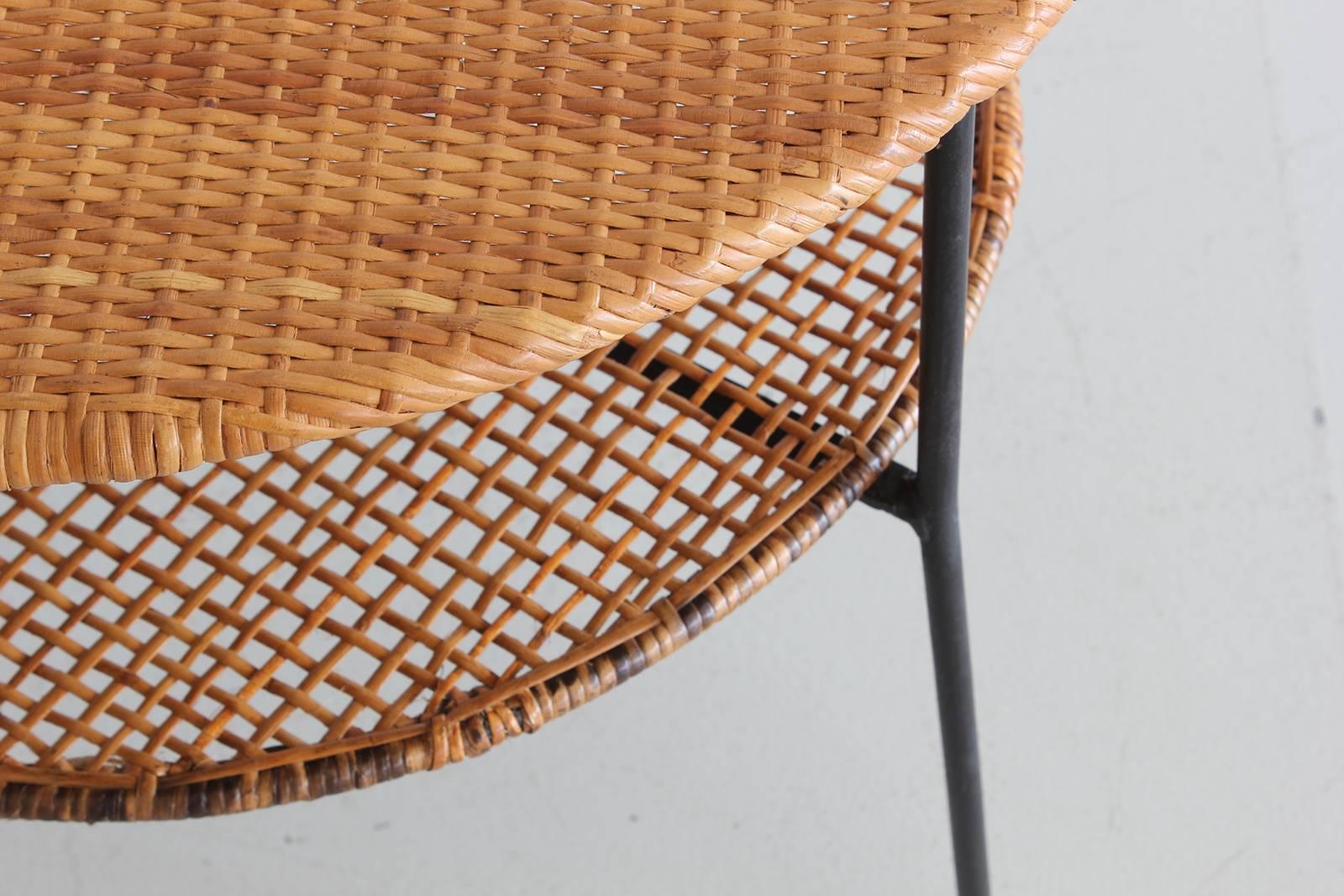 Mid-20th Century Danny Ho Fong Rattan and Iron Table