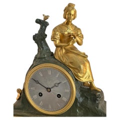 Vintage Fire-Gilt Bronze Figural Mantel Clock