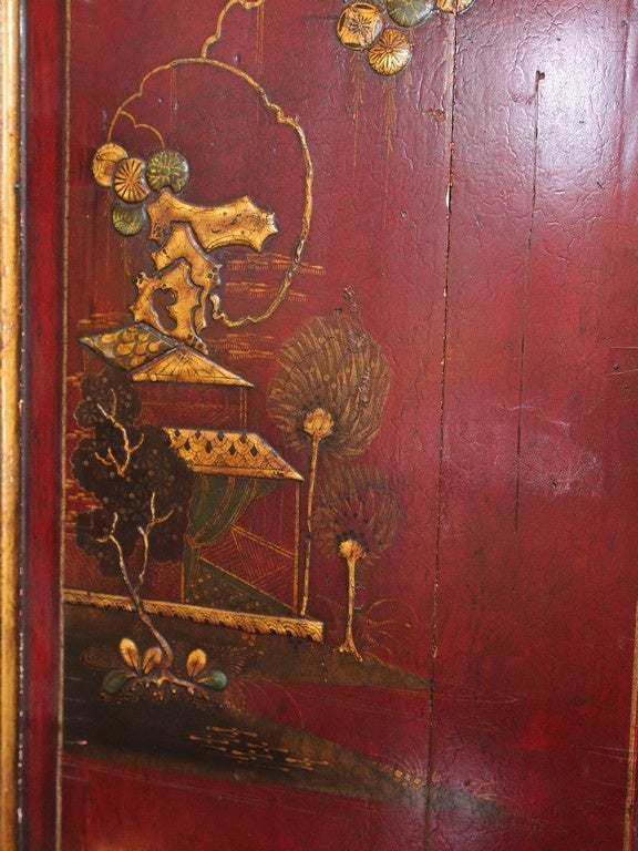 18th Century English Red Chinoiserie Secretary Bookcase 3