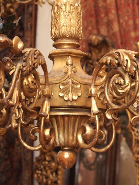 Pair of Italian Giltwood Regence Style Chandeliers In Good Condition For Sale In Natchez, MS