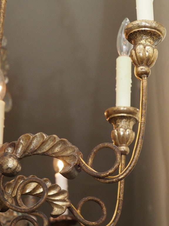 Italian 19th c. Gilt Wood Chandelier with Feathered Headress 2