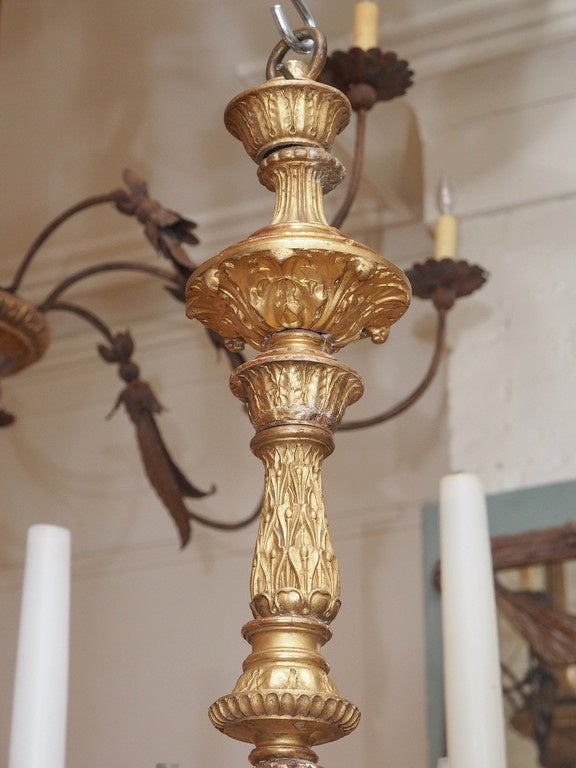 French Regence Style Carved Giltwood Twelve-Light Chandelier For Sale ...