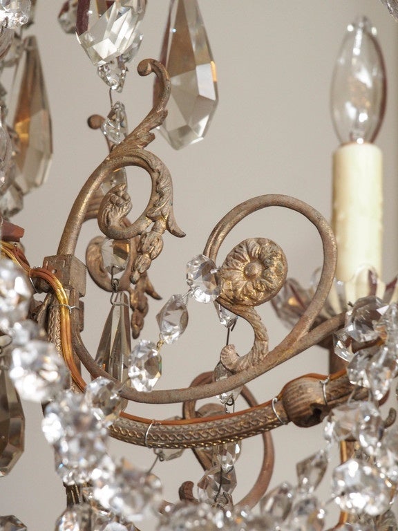 French Late 19th Century Bronze and Crystal Chandelier with Baccarat Crystals For Sale 2