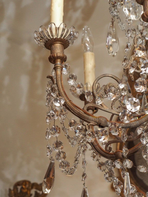 French Late 19th Century Bronze and Crystal Chandelier with Baccarat Crystals For Sale 3