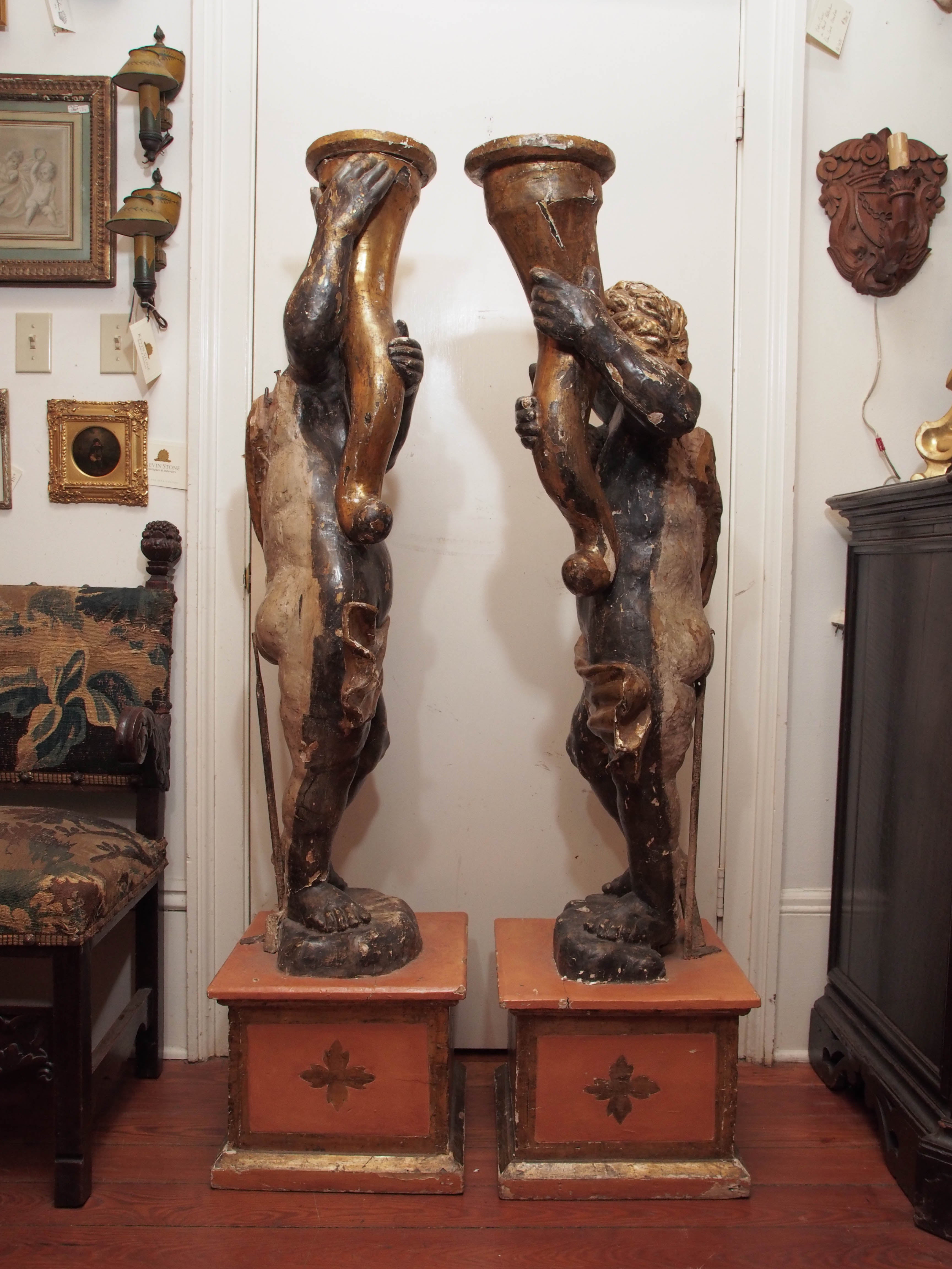 Pair of Monumental Italian Cherubs For Sale 2