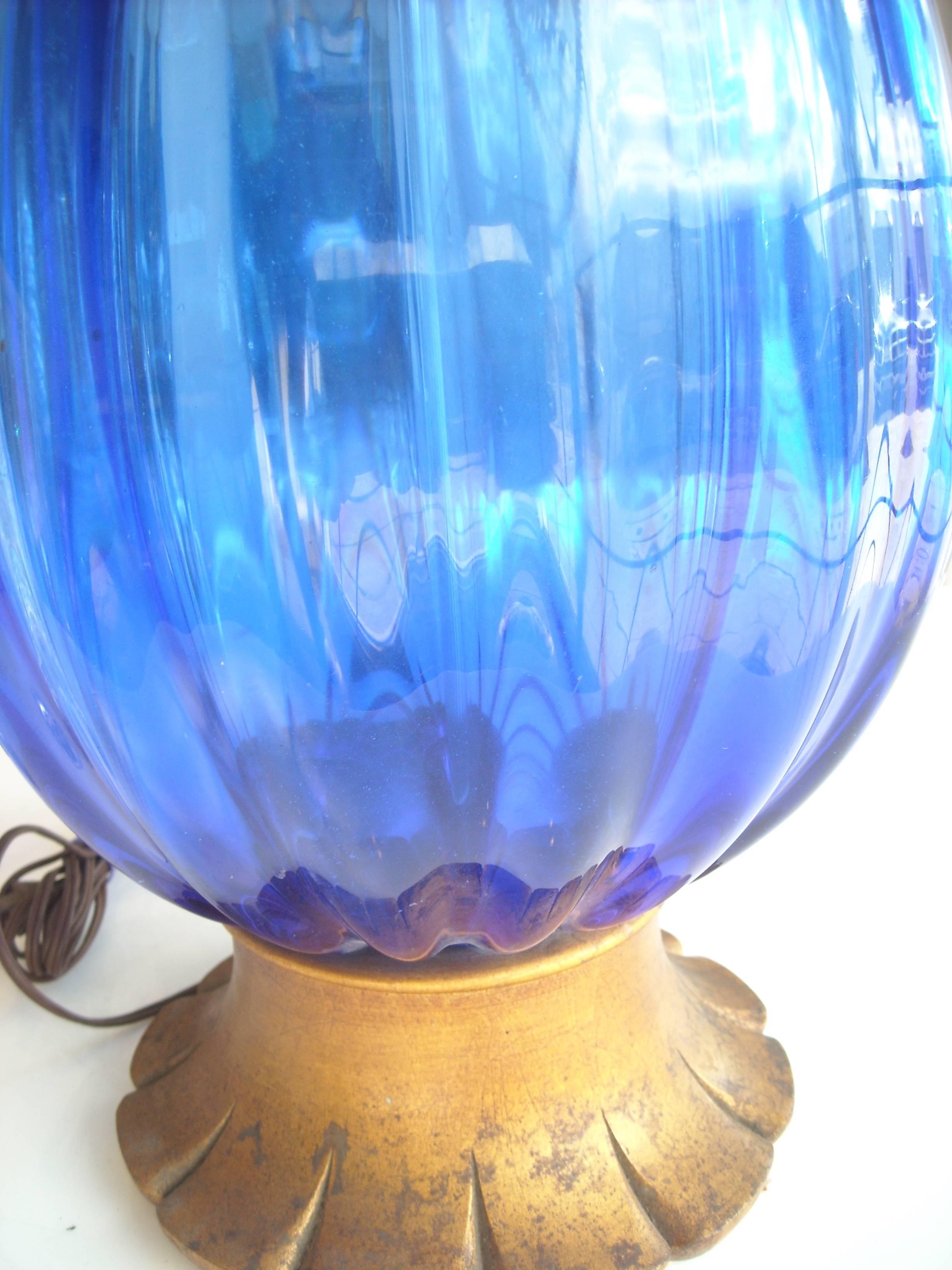 Modern Large Blue Barovier Murano Glass Table Lamp