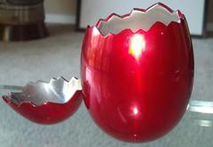 Jeff Koons "Cracked Egg" red aluminum  box  sculpture, BCAM