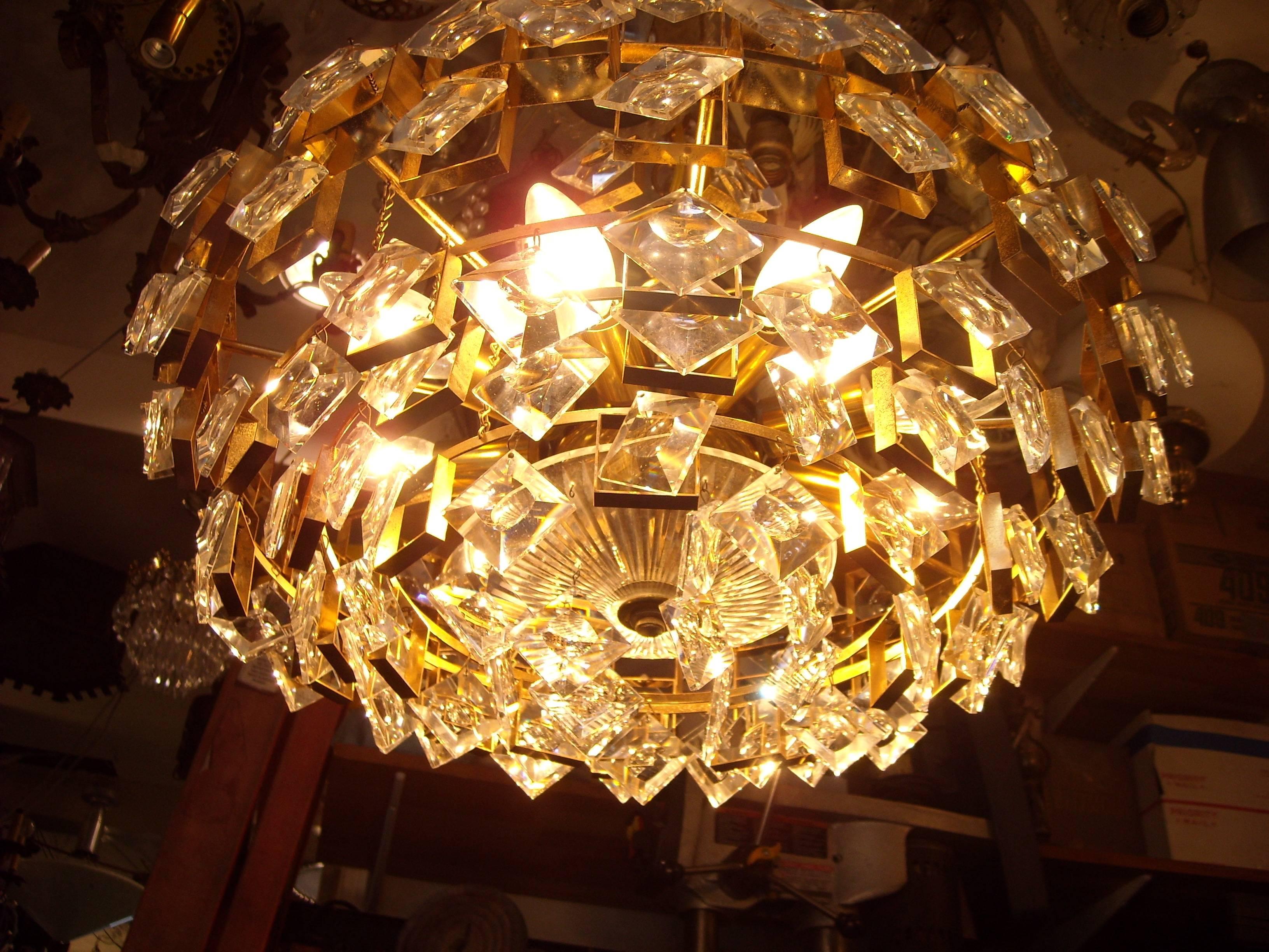 Austrian Lobmeyr Hand-Cut Crystal Glass Chandelier, Austria