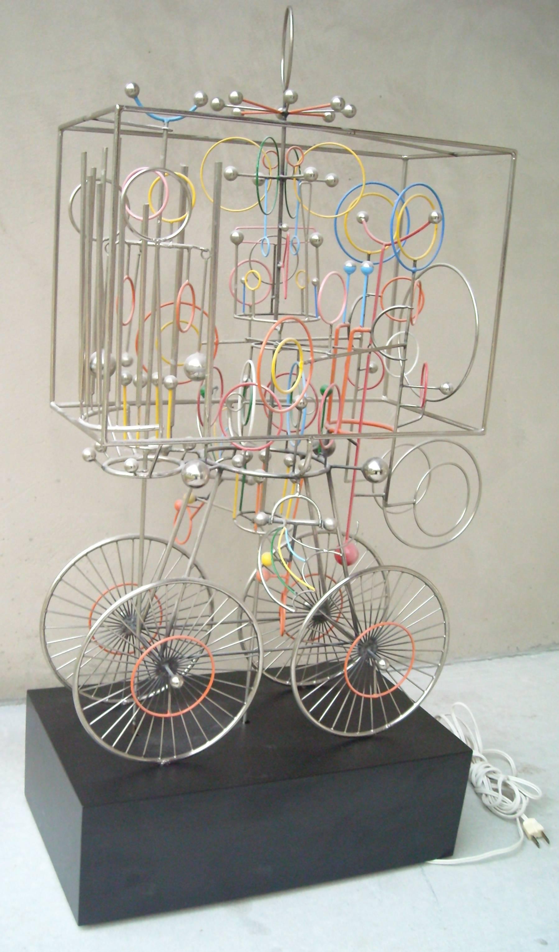Joseph Burlini Kinetic Sculpture, Signed, Dated In Excellent Condition In Los Angeles, CA