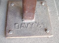 Woods Davy, Tall, Vertical, Stone, Concrete and Metal Beam Sculpture, Signed