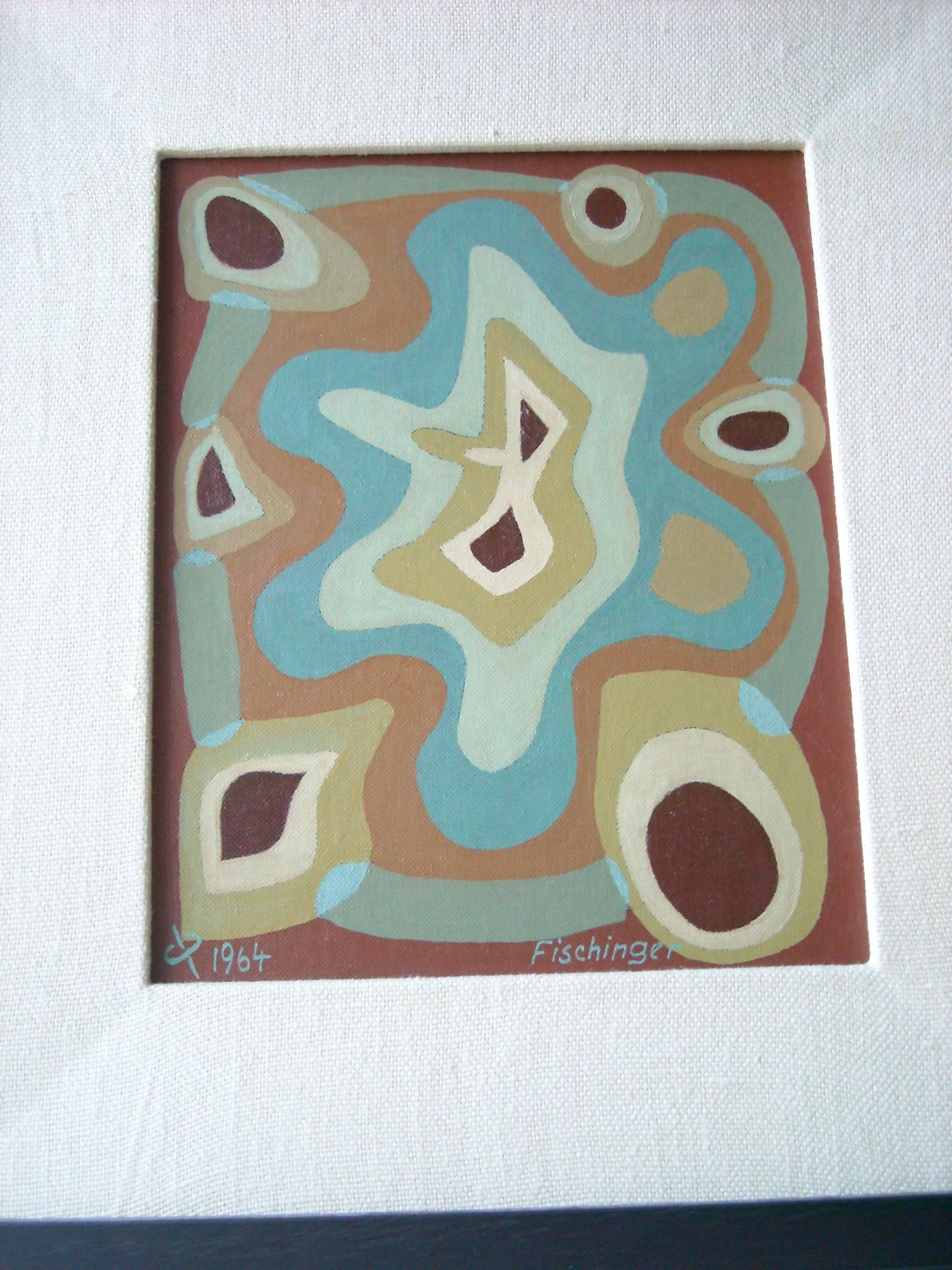 Oskar Fischinger Oil Painting on Canvas/Board, Signed, Dated, Chop In Excellent Condition In Los Angeles, CA