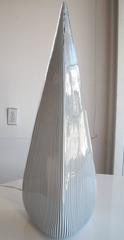 Vetri Murano Table Lamp, Monumental Triangle Tall Striped Glass Pyramid