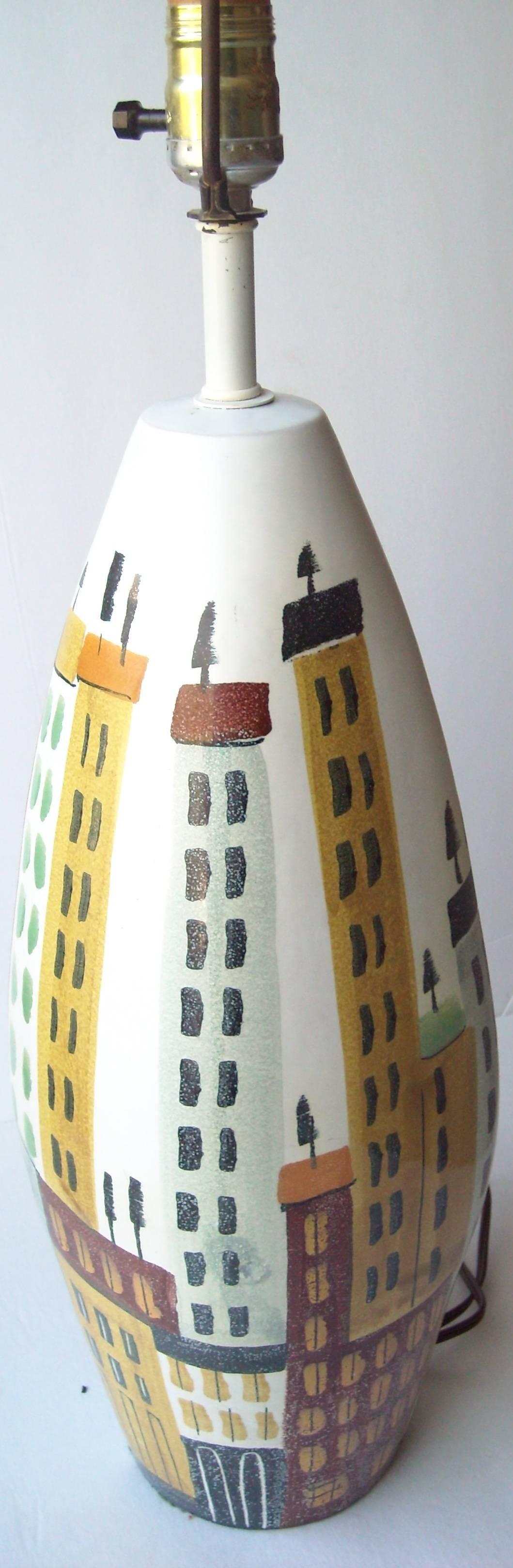 Modern Bitossi, Cityscape Ceramic Table Lamp