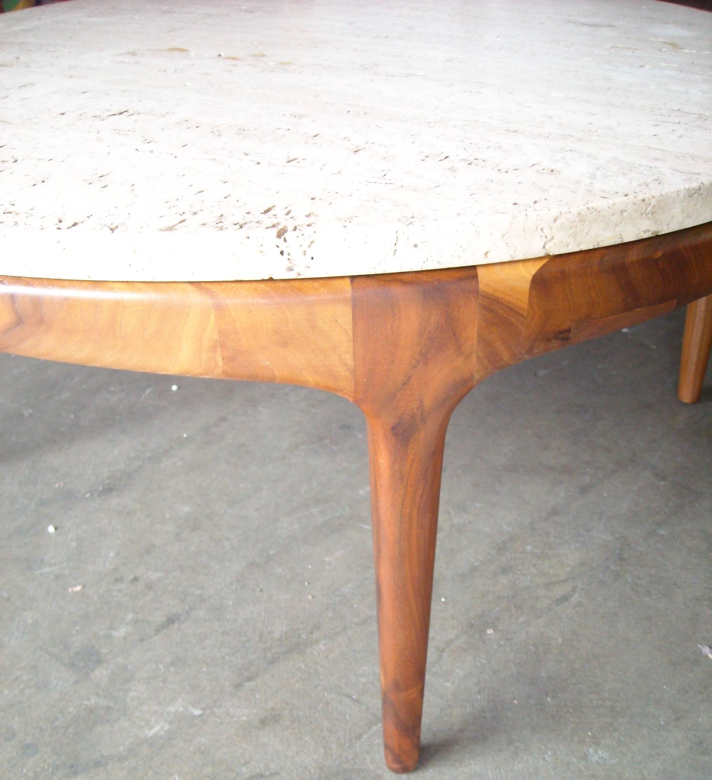 Nice travertine coffee table made in Italy, stamped.