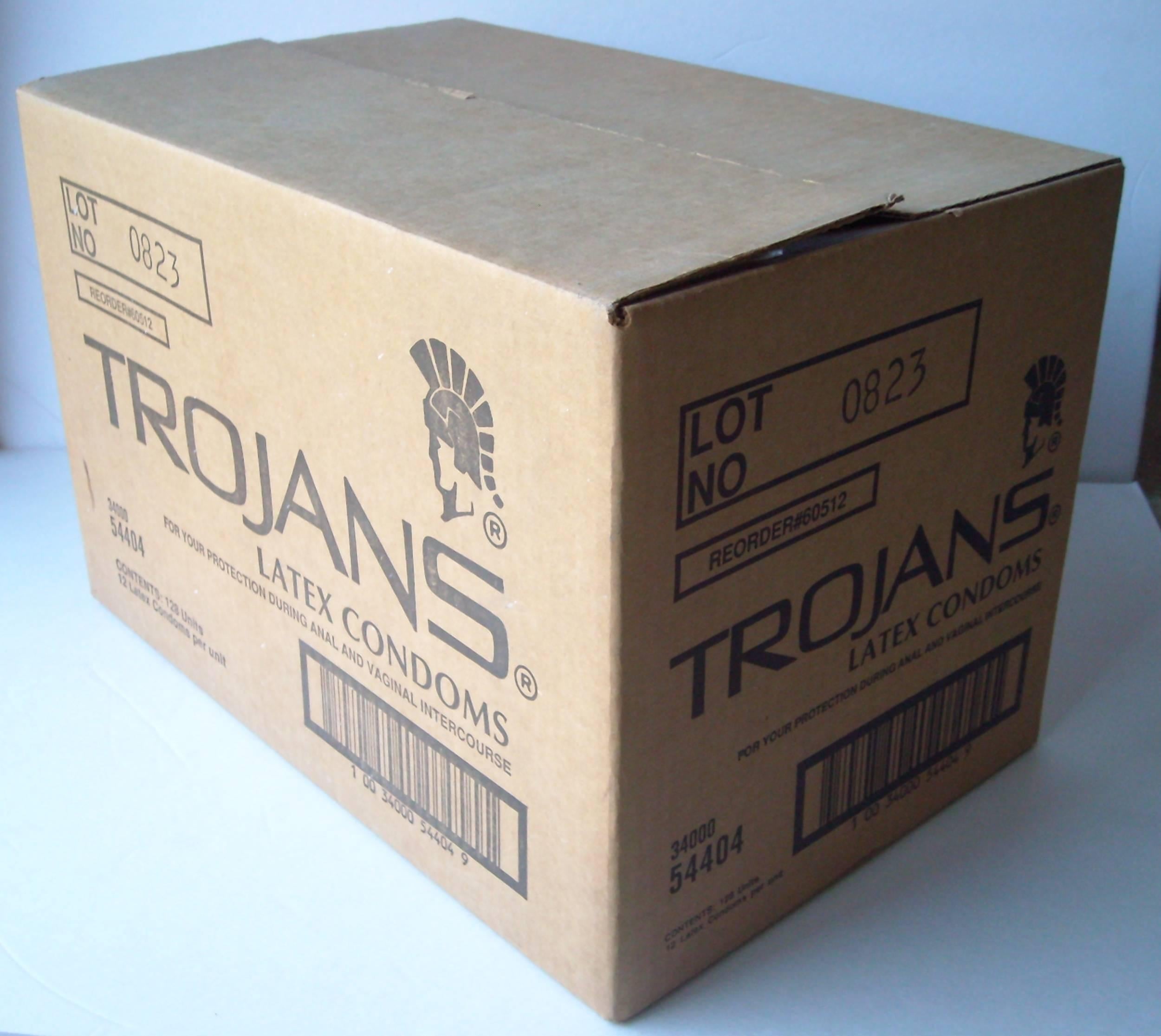 Great pop art sample in this Trojans box, sculpture, dated and signed, edition of 1000. Adam Rolston. Cardboard, empty box. Numbered 0823/1000.